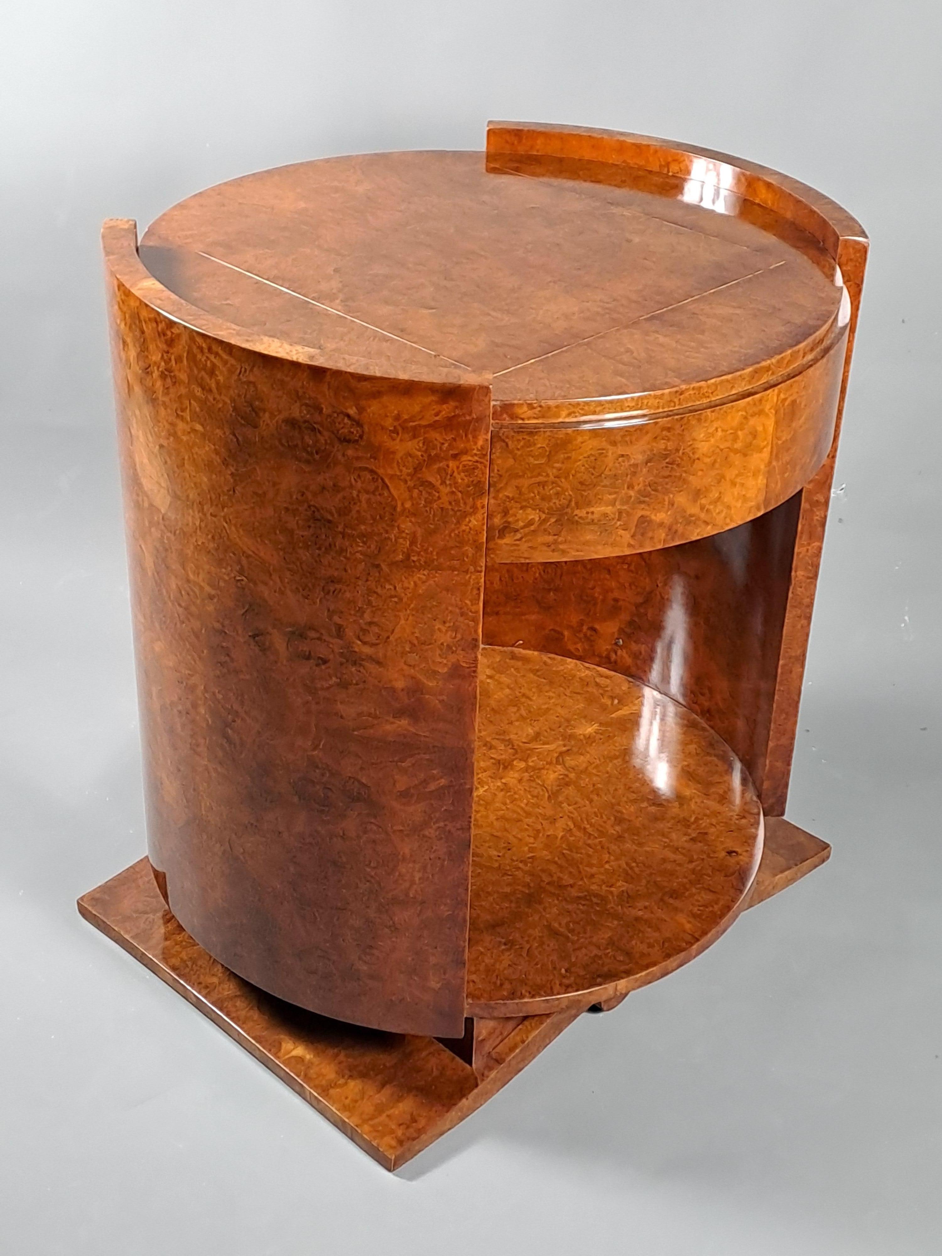 Art Deco Thuya Wurzelholz Pedestal Tisch im Angebot 1