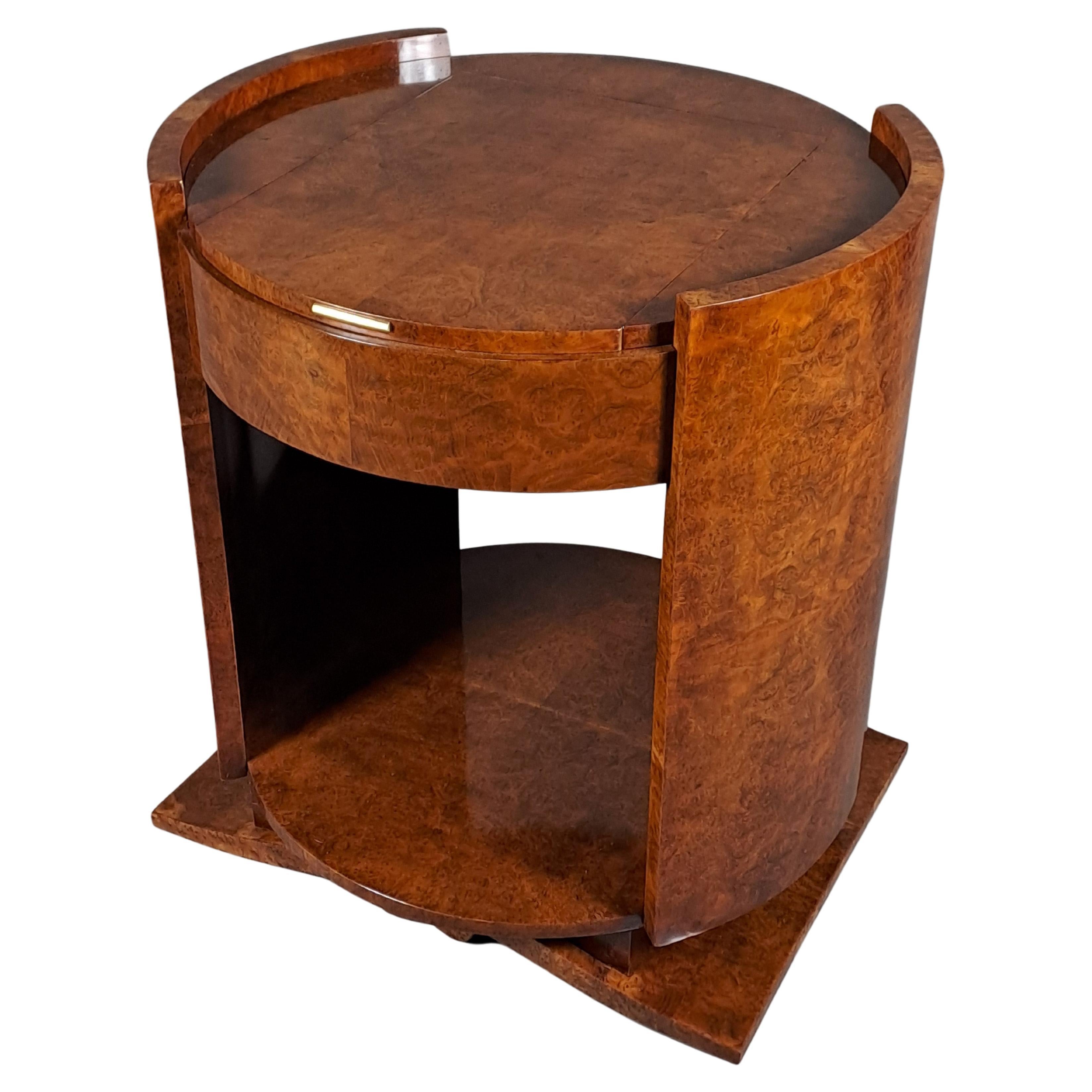 Art Deco Thuya Wurzelholz Pedestal Tisch