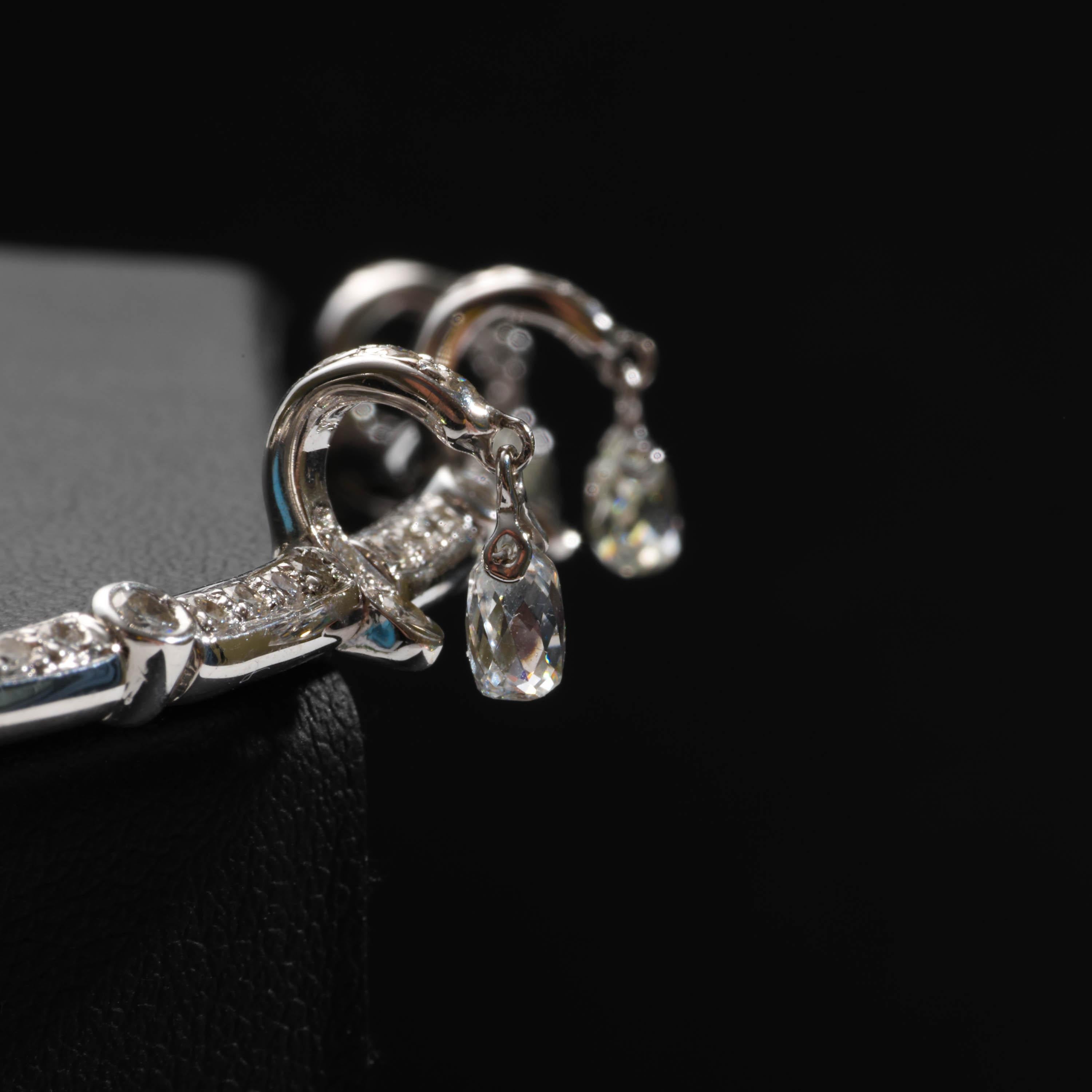 Tiara & Necklace Diamonds, Diamond Briolettes for Wedding or Gala 8 TCW Art Deco For Sale 5