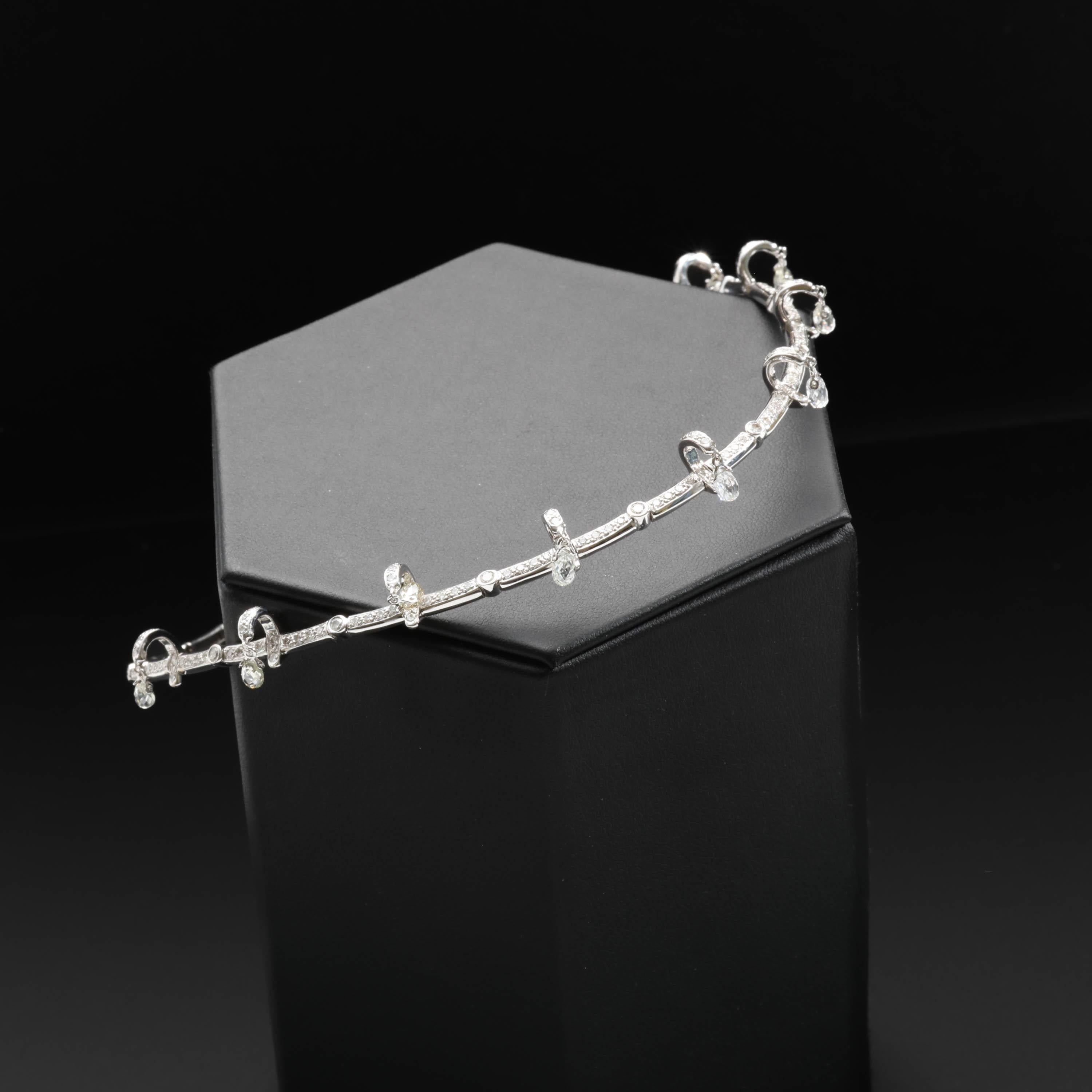 Tiara & Necklace Diamonds, Diamond Briolettes for Wedding or Gala 8 TCW Art Deco For Sale 1