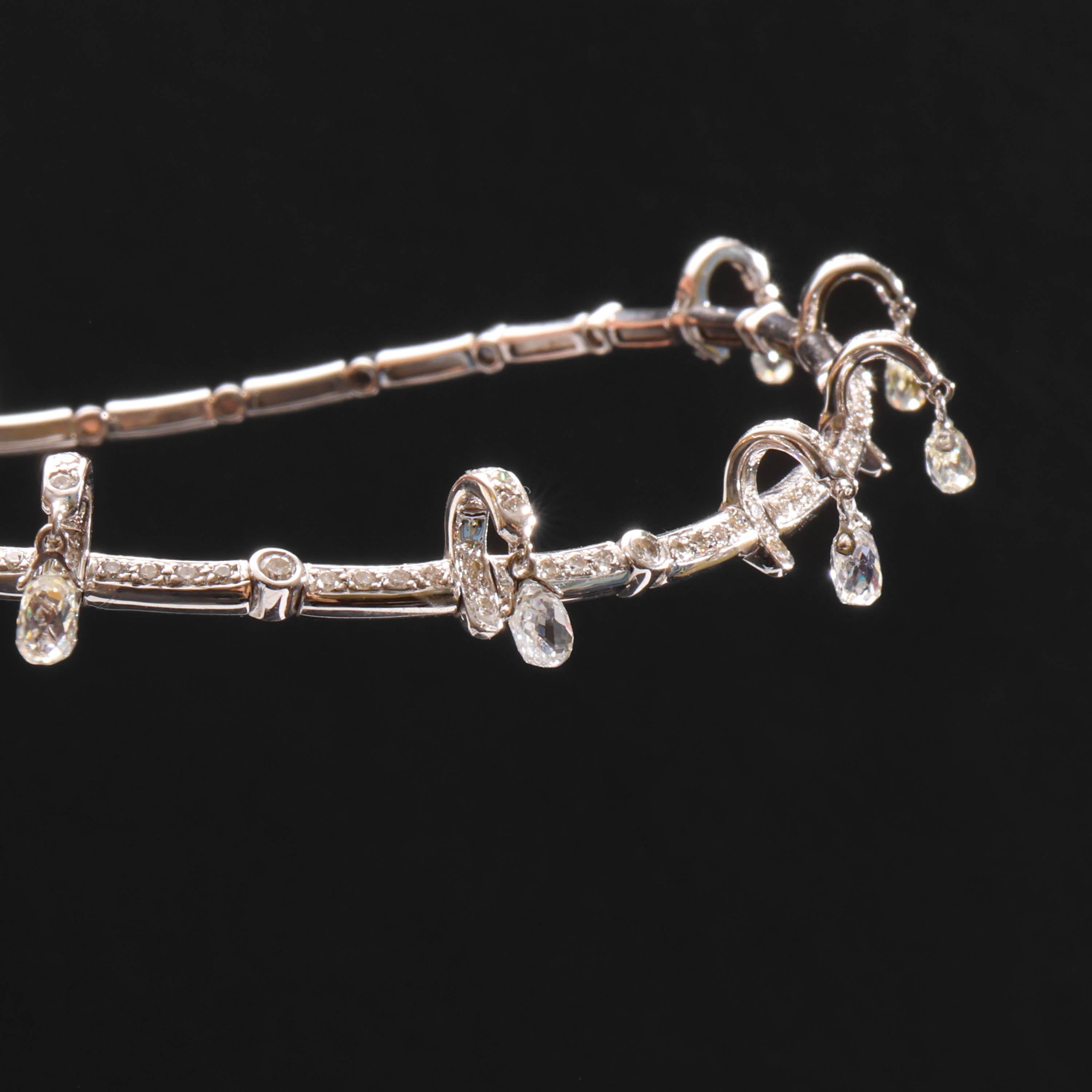 Tiara & Necklace Diamonds, Diamond Briolettes for Wedding or Gala 8 TCW Art Deco 2