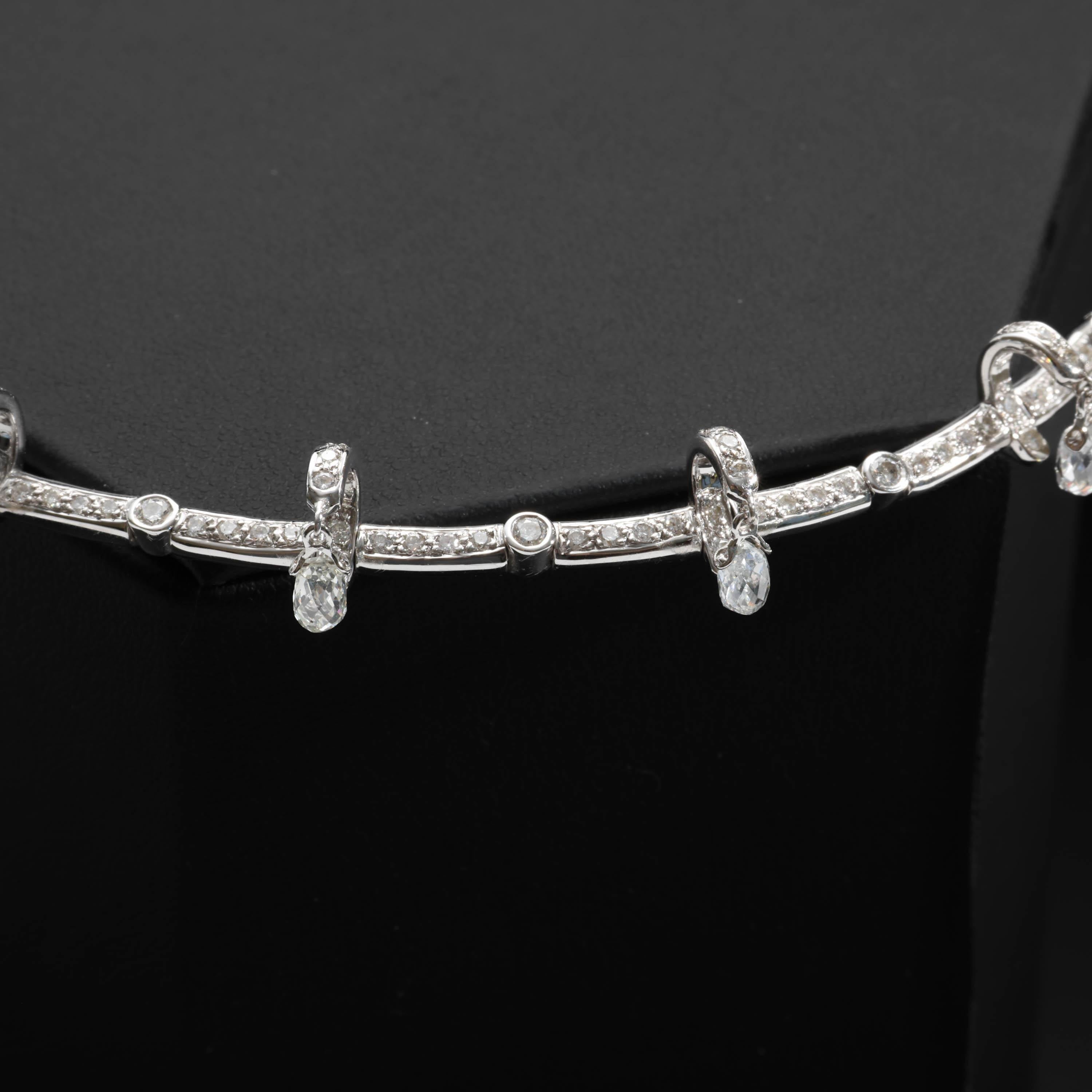 Tiara & Necklace Diamonds, Diamond Briolettes for Wedding or Gala 8 TCW Art Deco For Sale 3
