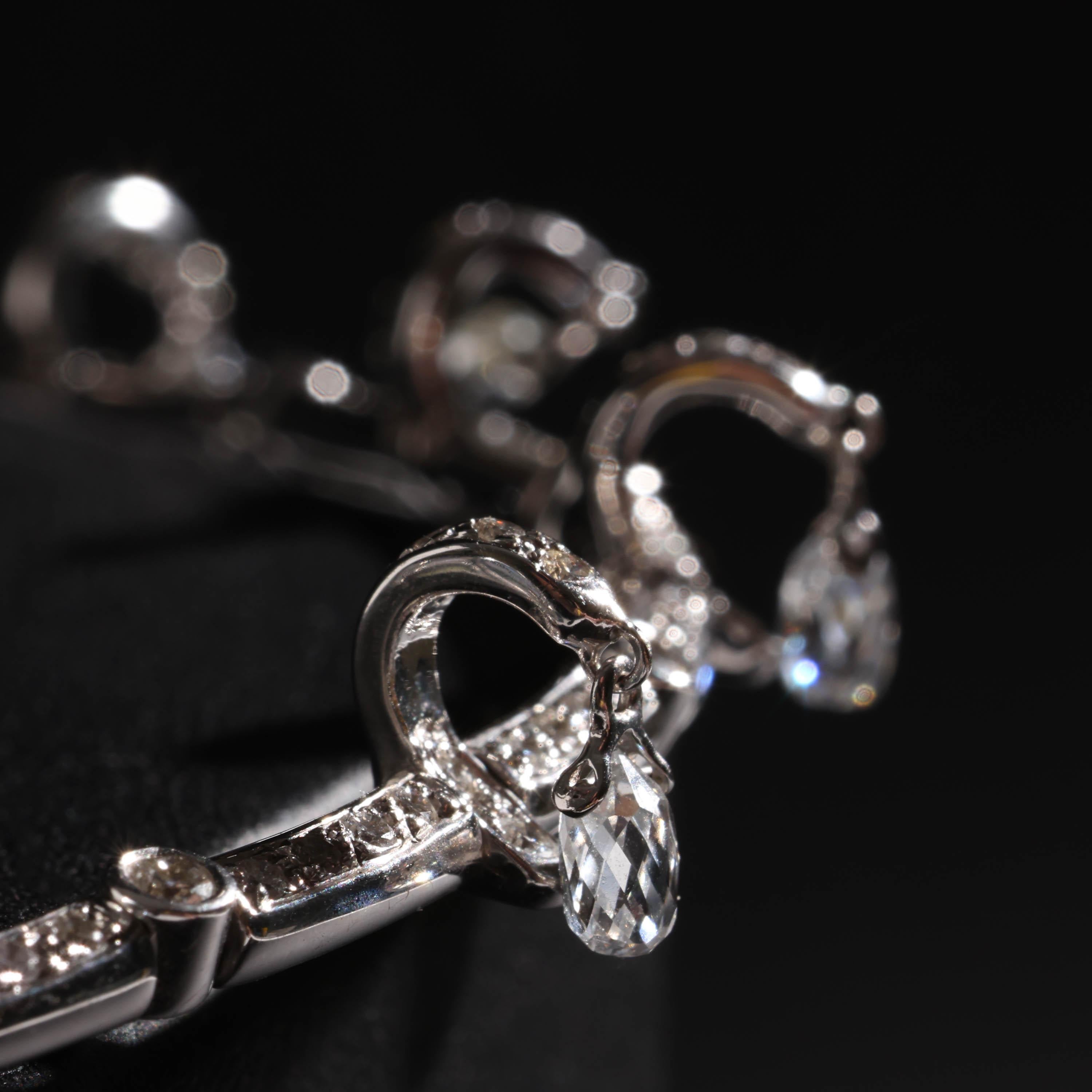 Tiara & Necklace Diamonds, Diamond Briolettes for Wedding or Gala 8 TCW Art Deco For Sale 4