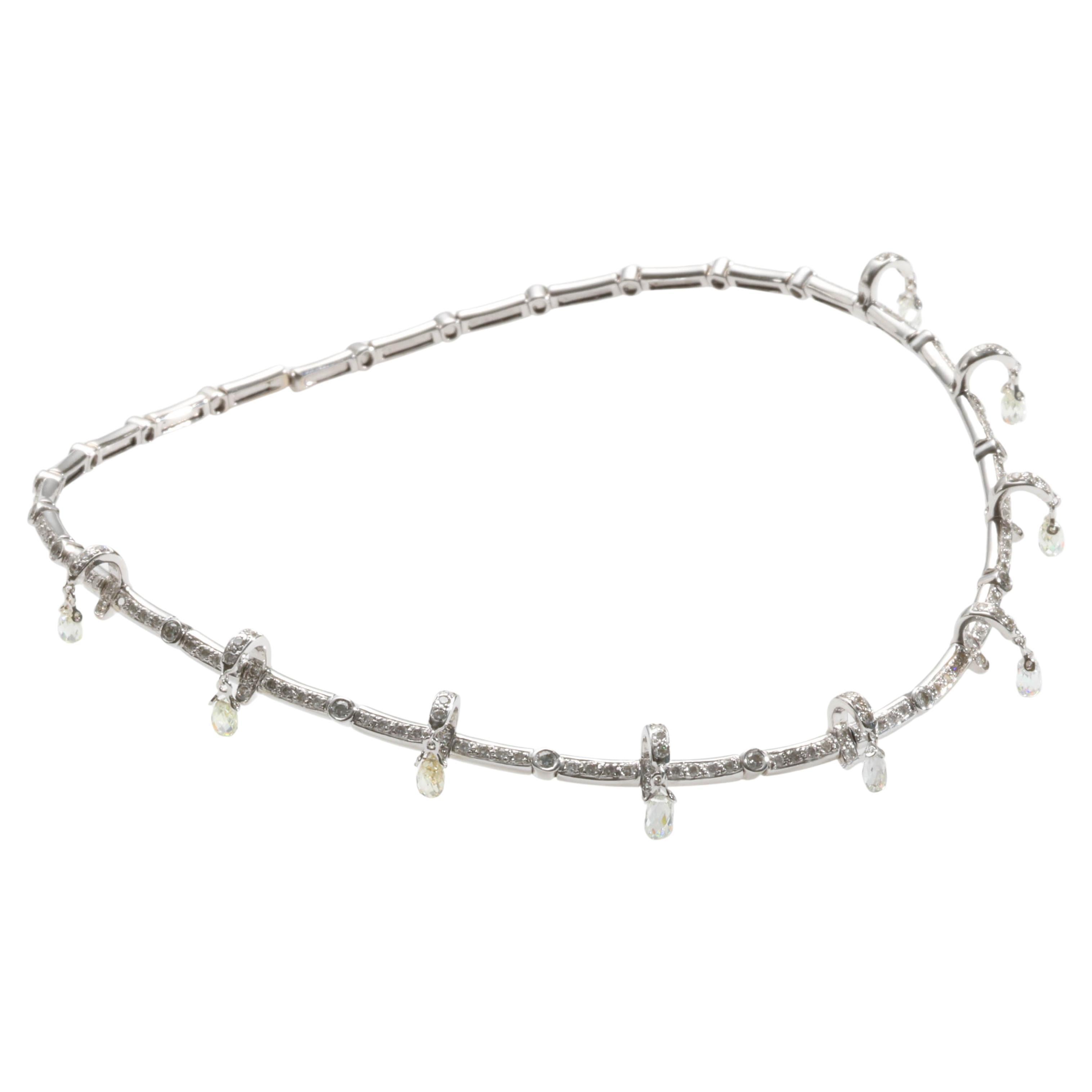 Tiara & Halskette Diamanten, Diamant- Briolettes für Hochzeit oder Gala 8 TCW Art Deco