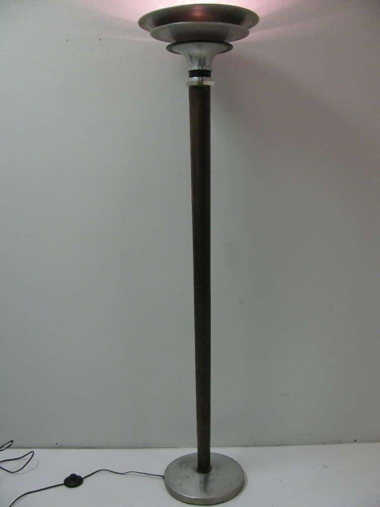 Hand-Crafted Art Deco Mid Century Modern Age Tiered Aluminum Torchère, Style of Von Nesson For Sale