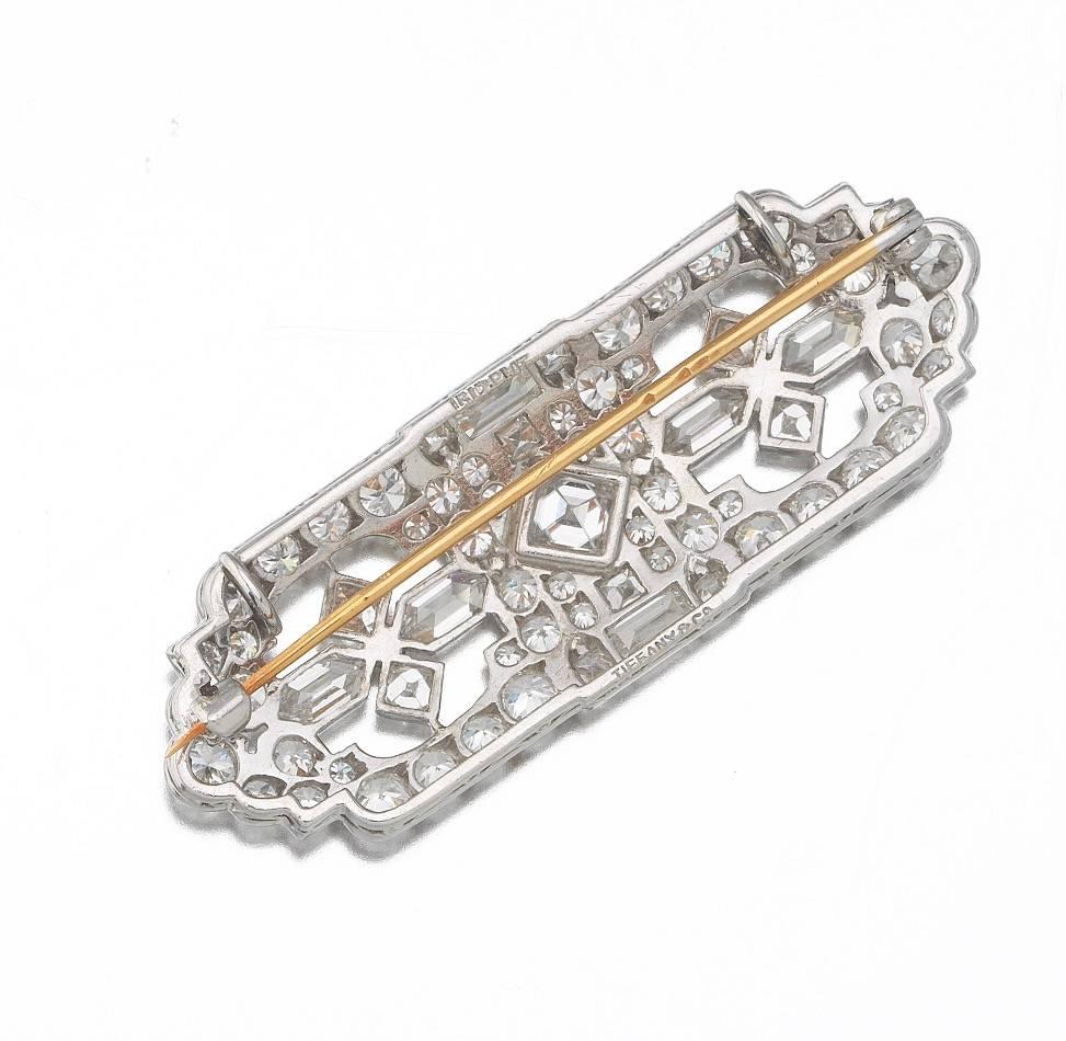 Art Deco Tiffany & Co. Diamond Platinum Brooch Pin Pendant For Sale 1