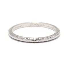 Art Deco Tiffany and Company Platinum Engraved Wedding Band