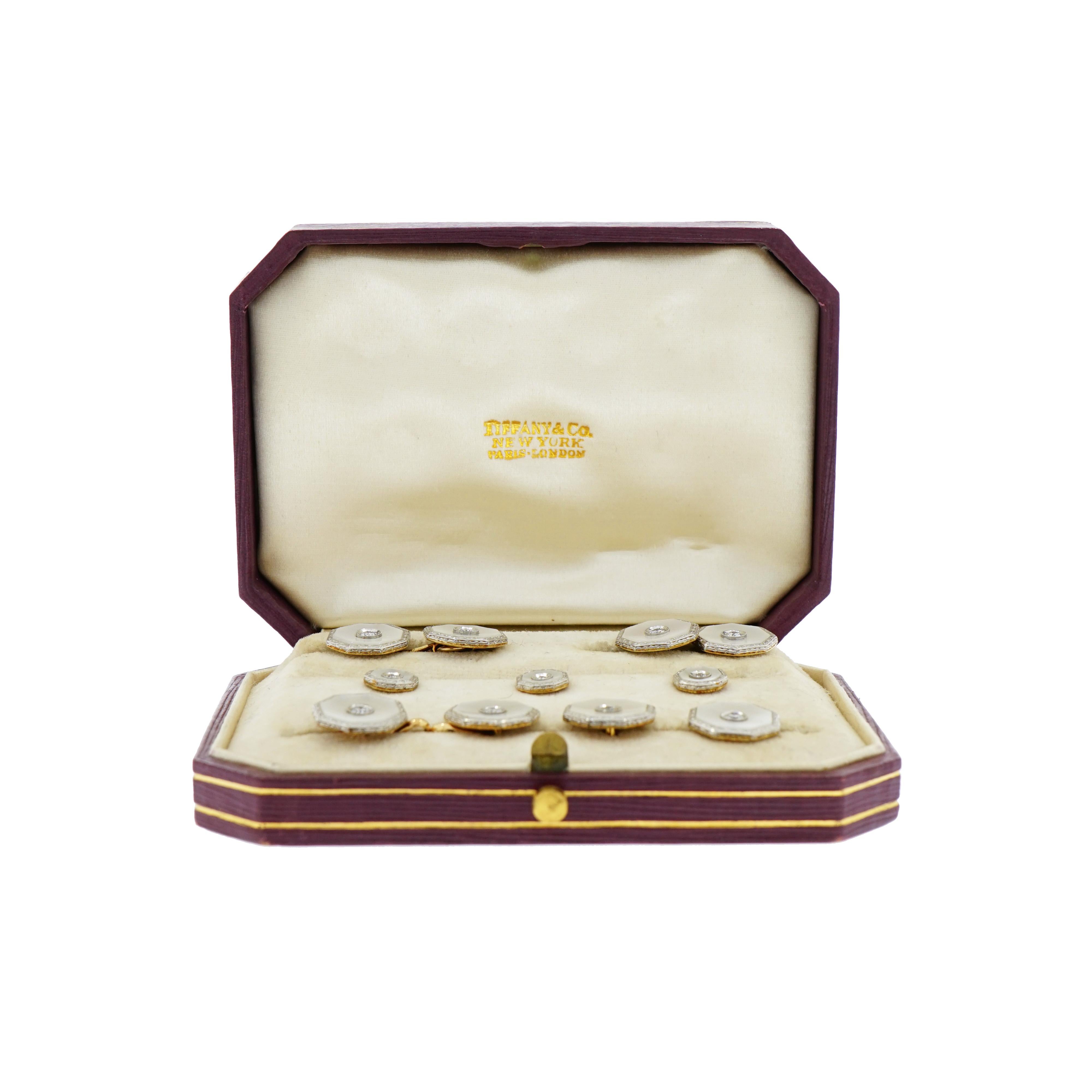 Art Deco Tiffany & Co. Cufflinks and Studs Dress Set In Excellent Condition In Greenwich, CT