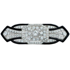 Antique Art Deco Tiffany & Co. Diamond and Enamel Brooch Pin