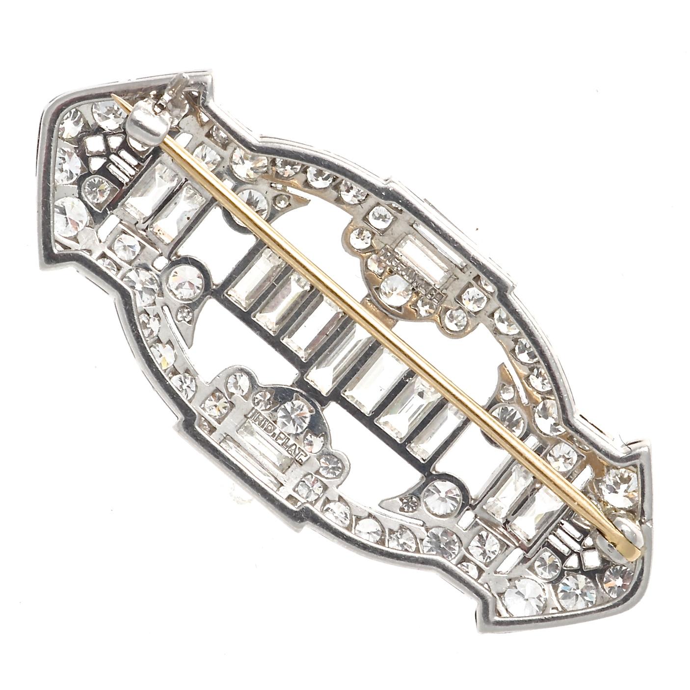 Art Deco Tiffany & Co. Diamond Platinum Brooch In Excellent Condition In Beverly Hills, CA