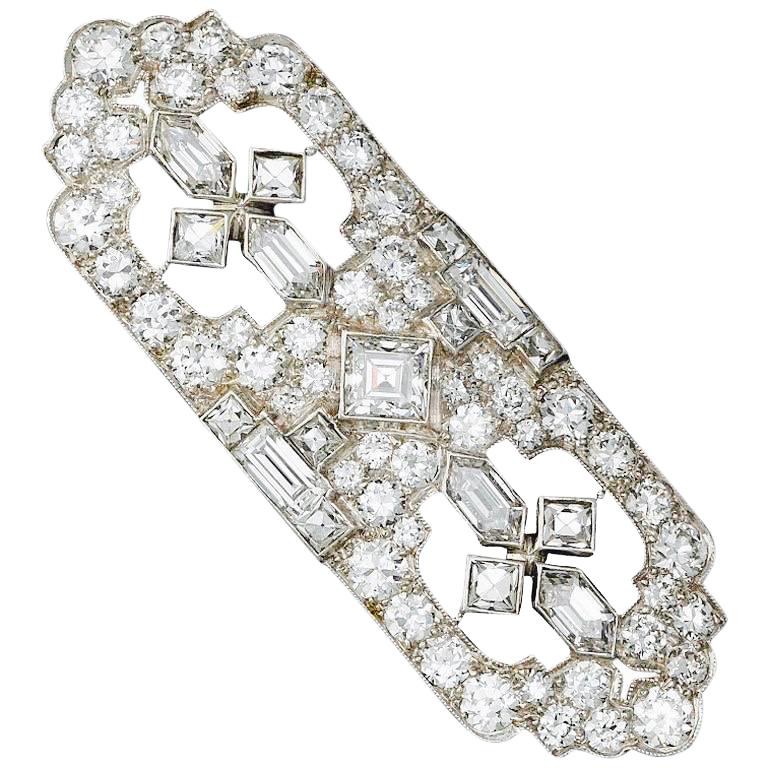 Art Deco Tiffany & Co. Diamond Platinum Brooch Pin Pendant For Sale