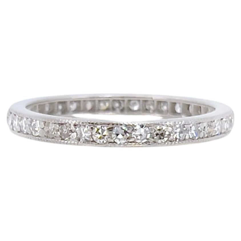 Art Deco Tiffany & Co. Diamond Platinum Eternity Ring, Size 9.25