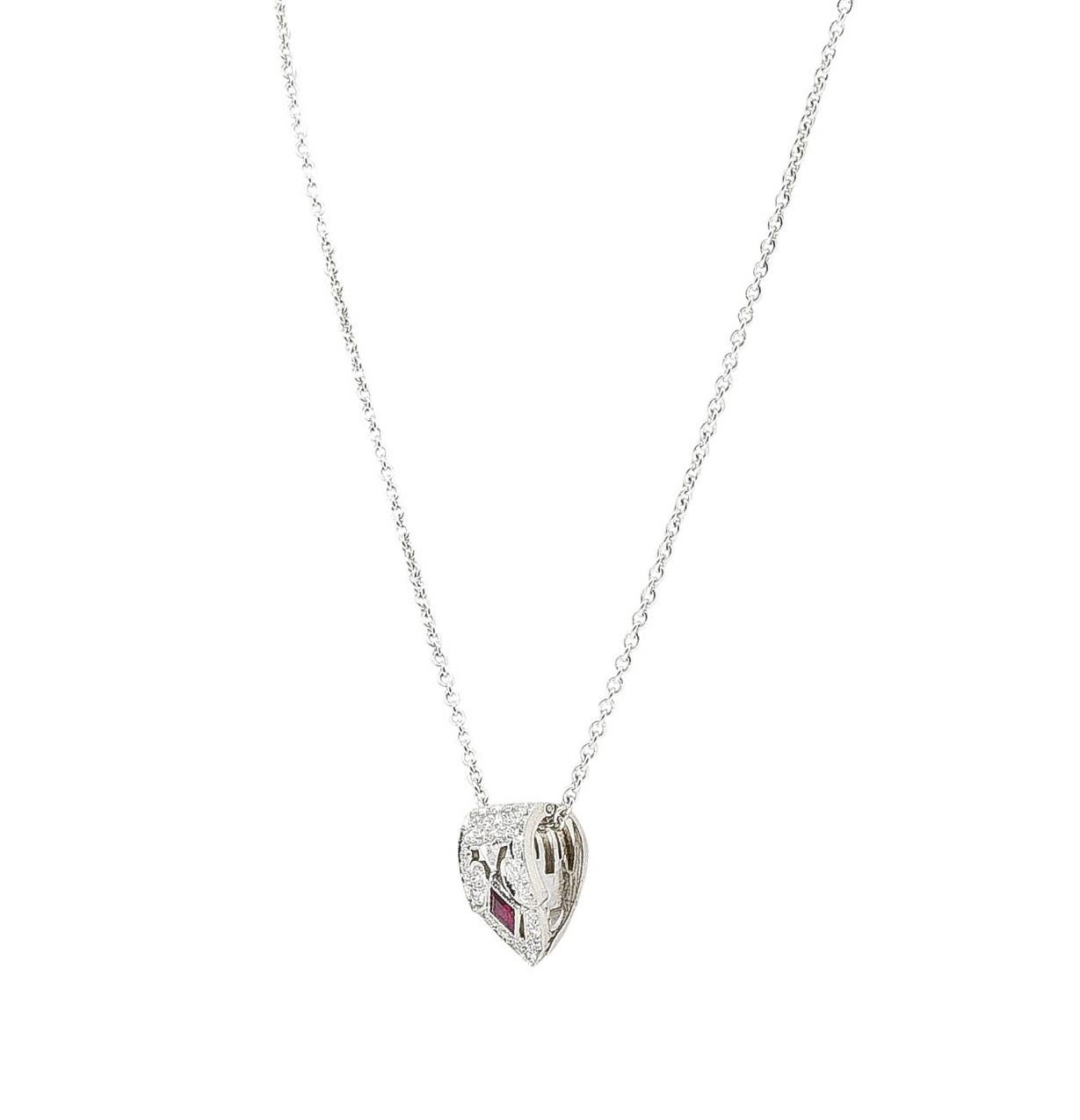 Brilliant Cut Art Deco Tiffany & Co. Diamond Ruby Platinum Enhancer Clip Pendant Necklace