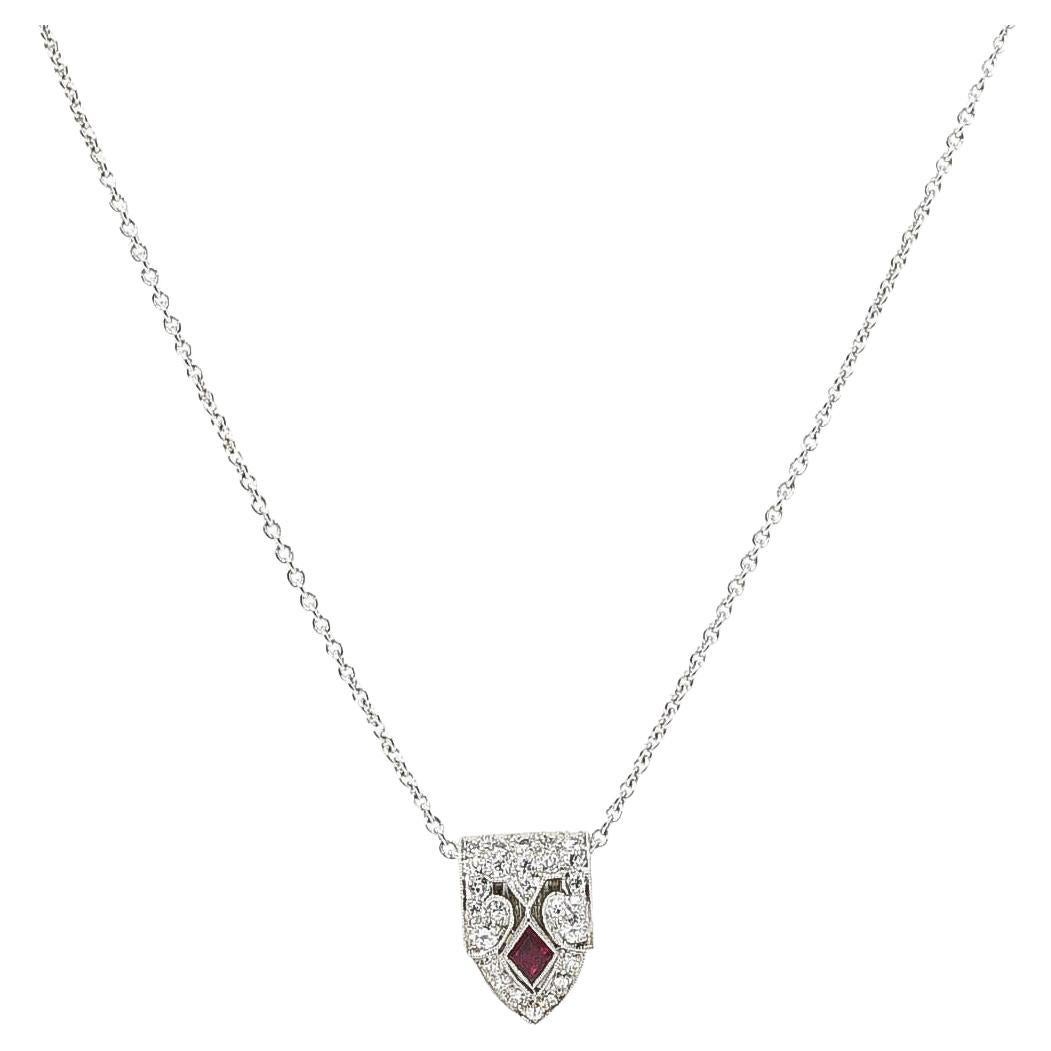 Art Deco Tiffany & Co. Diamond Ruby Platinum Enhancer Clip Pendant Necklace