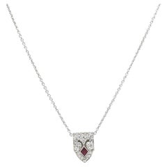 Vintage Art Deco Tiffany & Co. Diamond Ruby Platinum Enhancer Clip Pendant Necklace