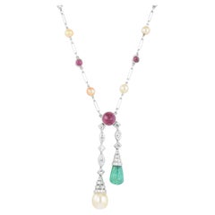 Art Deco Tiffany & Co Gem Set Negligee Necklace