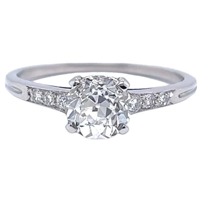 Art Deco Tiffany & Co GIA 1.40 Carat Old Euro Diamond Platinum Engagement Ring