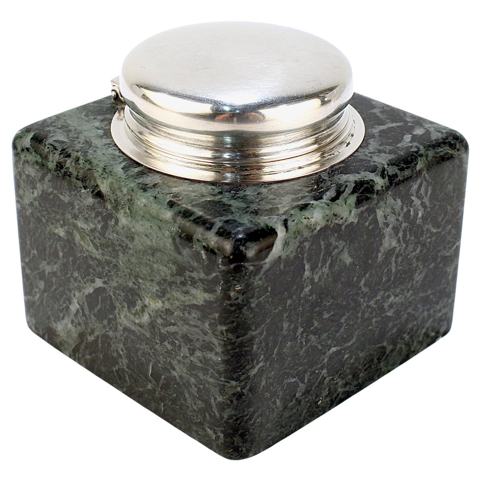 Art Deco Tiffany & Co. Marble & Sterling Silver Inkwell or Inkpot
