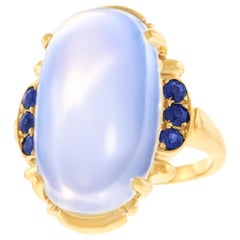Antique Art Deco Tiffany & Co. Moonstone and Sapphire-Set Gold Ring