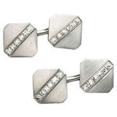 Art Deco Tiffany & Co. Platinum and Diamond Cufflinks, Circa 1920