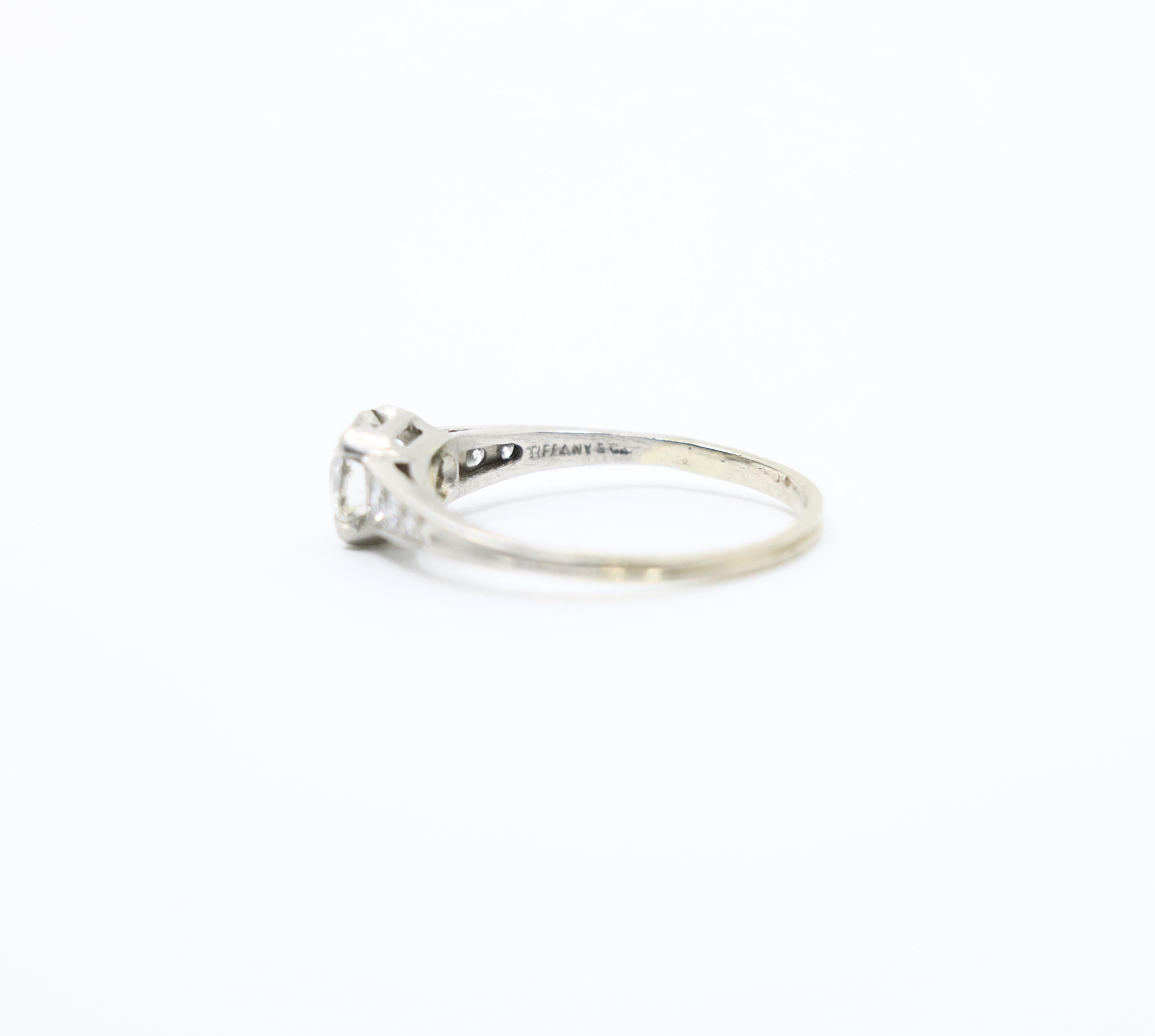 Art déco Tiffany & Co Platinum Diamond Ring en vente 5