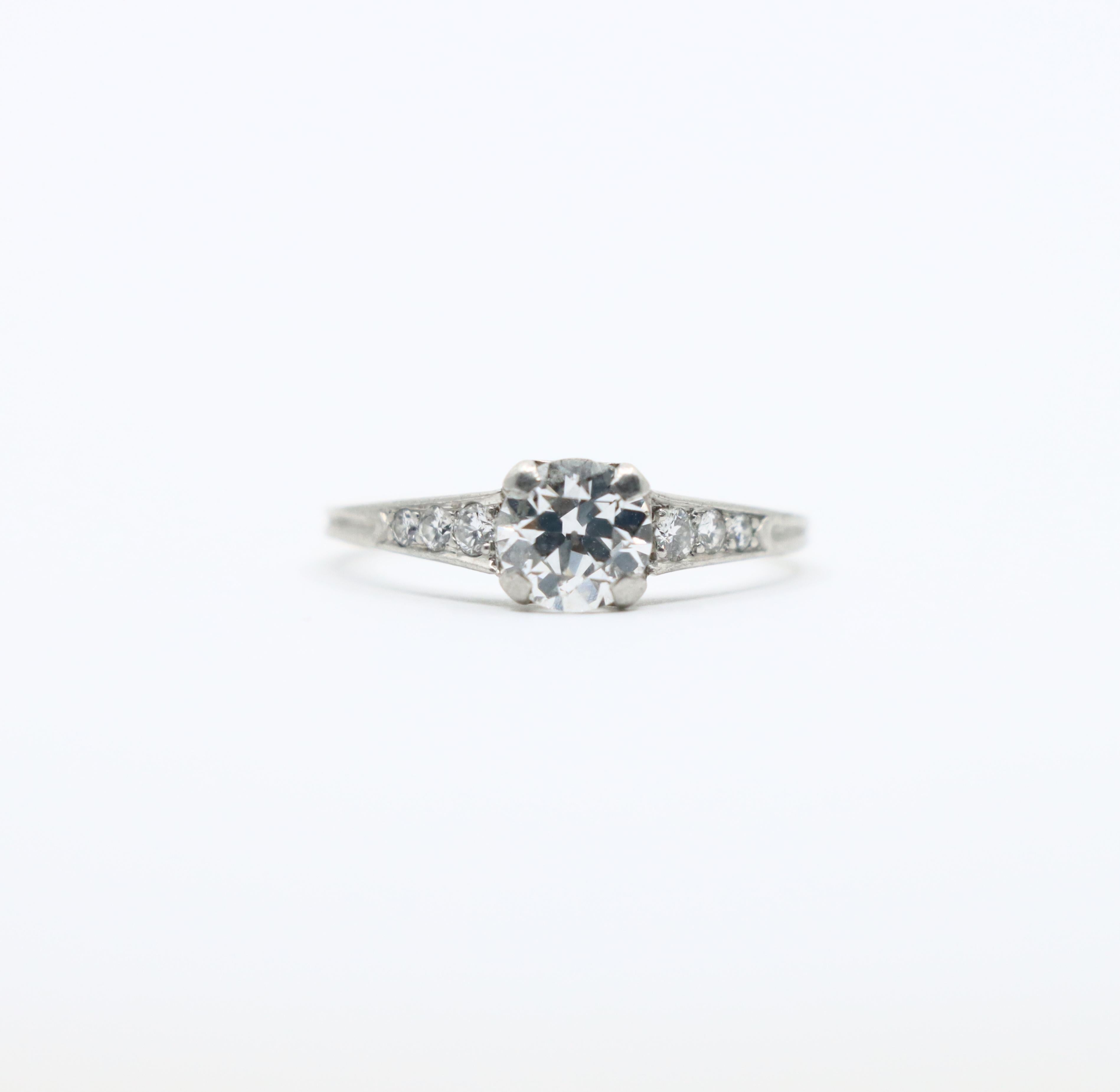 Taille brillant Art déco Tiffany & Co Platinum Diamond Ring en vente