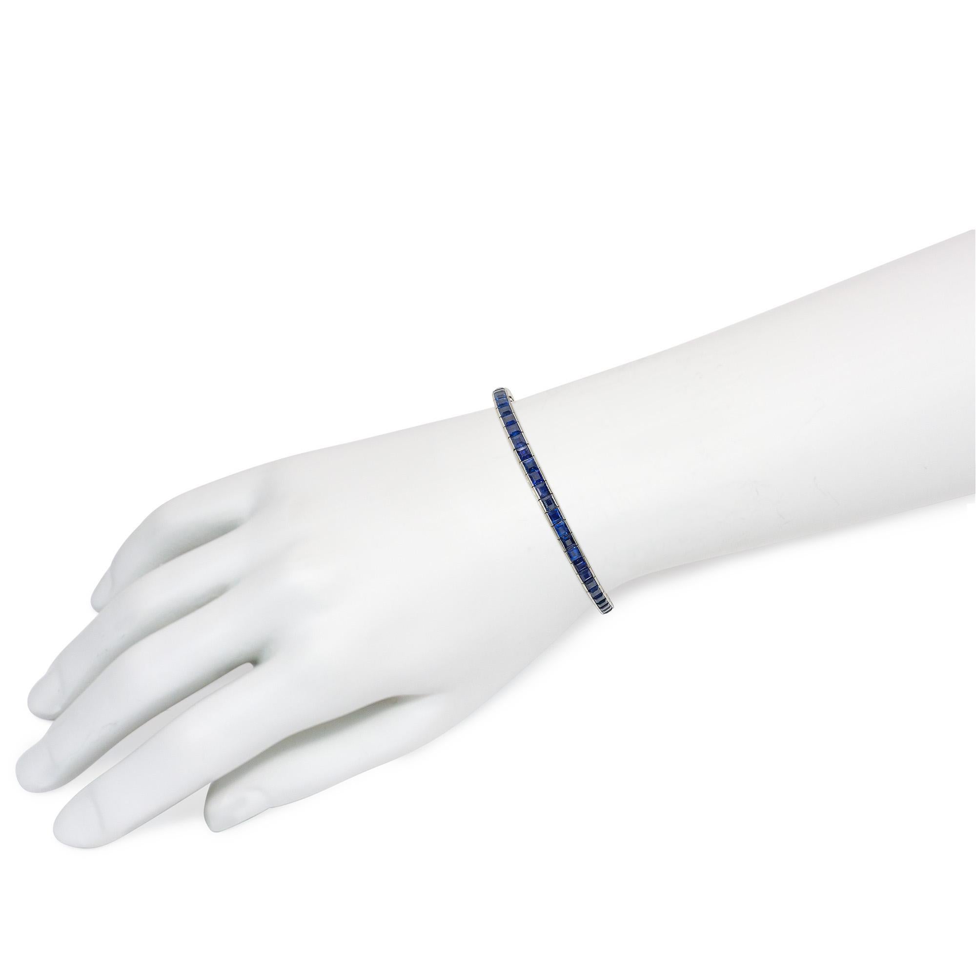 Quadrato Bracciale Art Line Tiffany & Co. in zaffiro e platino in stile Deco in vendita