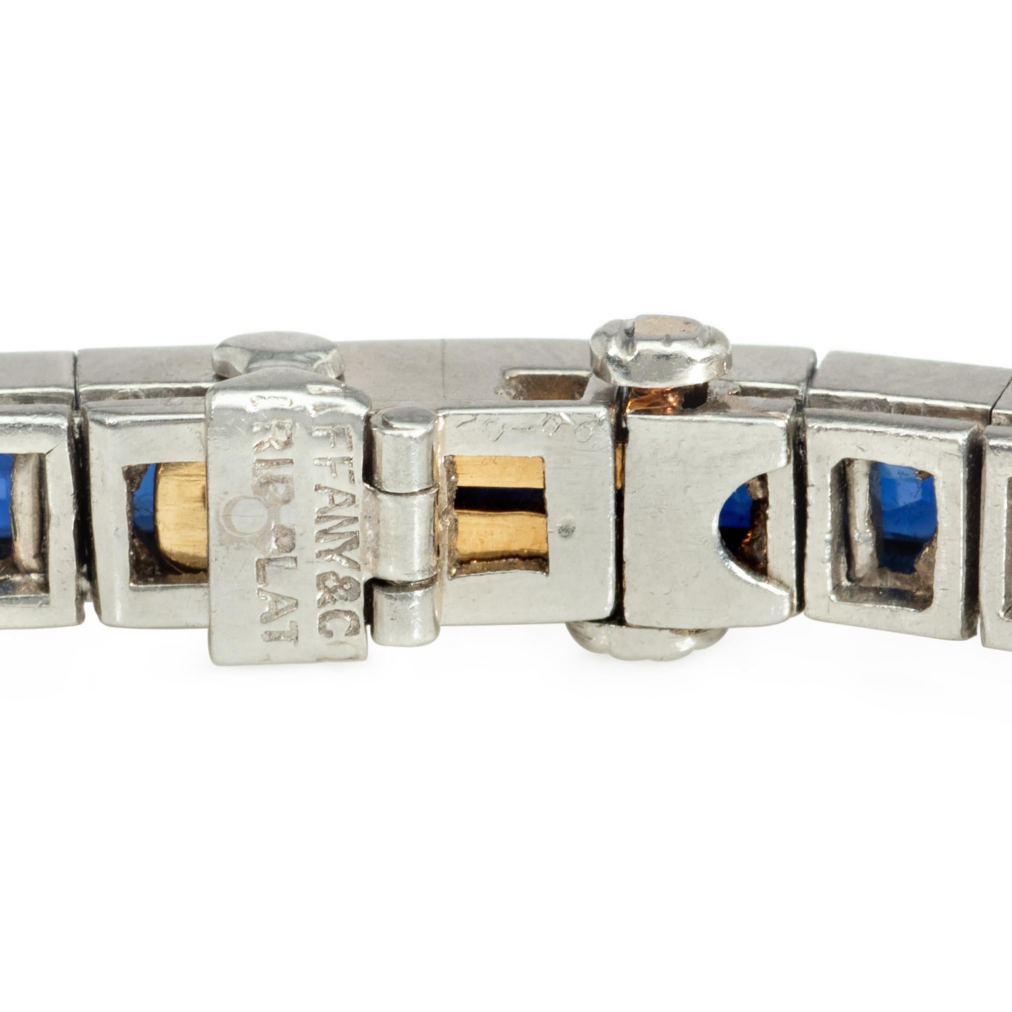 Bracciale Art Line Tiffany & Co. in zaffiro e platino in stile Deco In condizioni buone in vendita a New York, NY