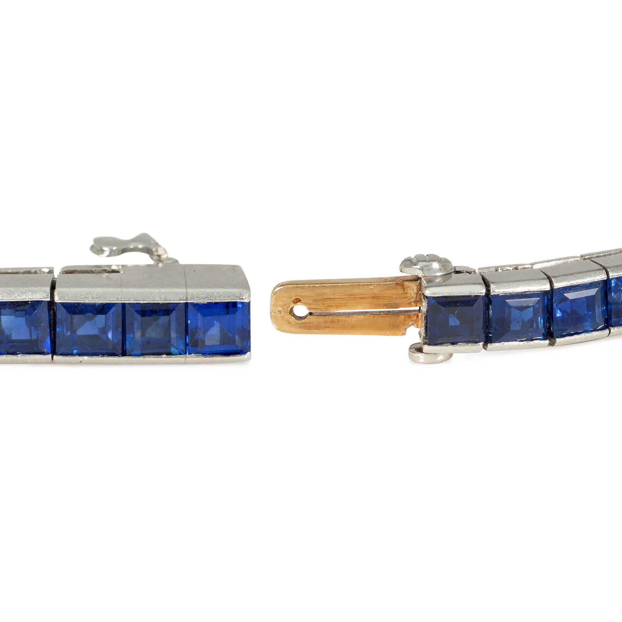 da uomo o donna Bracciale Art Line Tiffany & Co. in zaffiro e platino in stile Deco in vendita