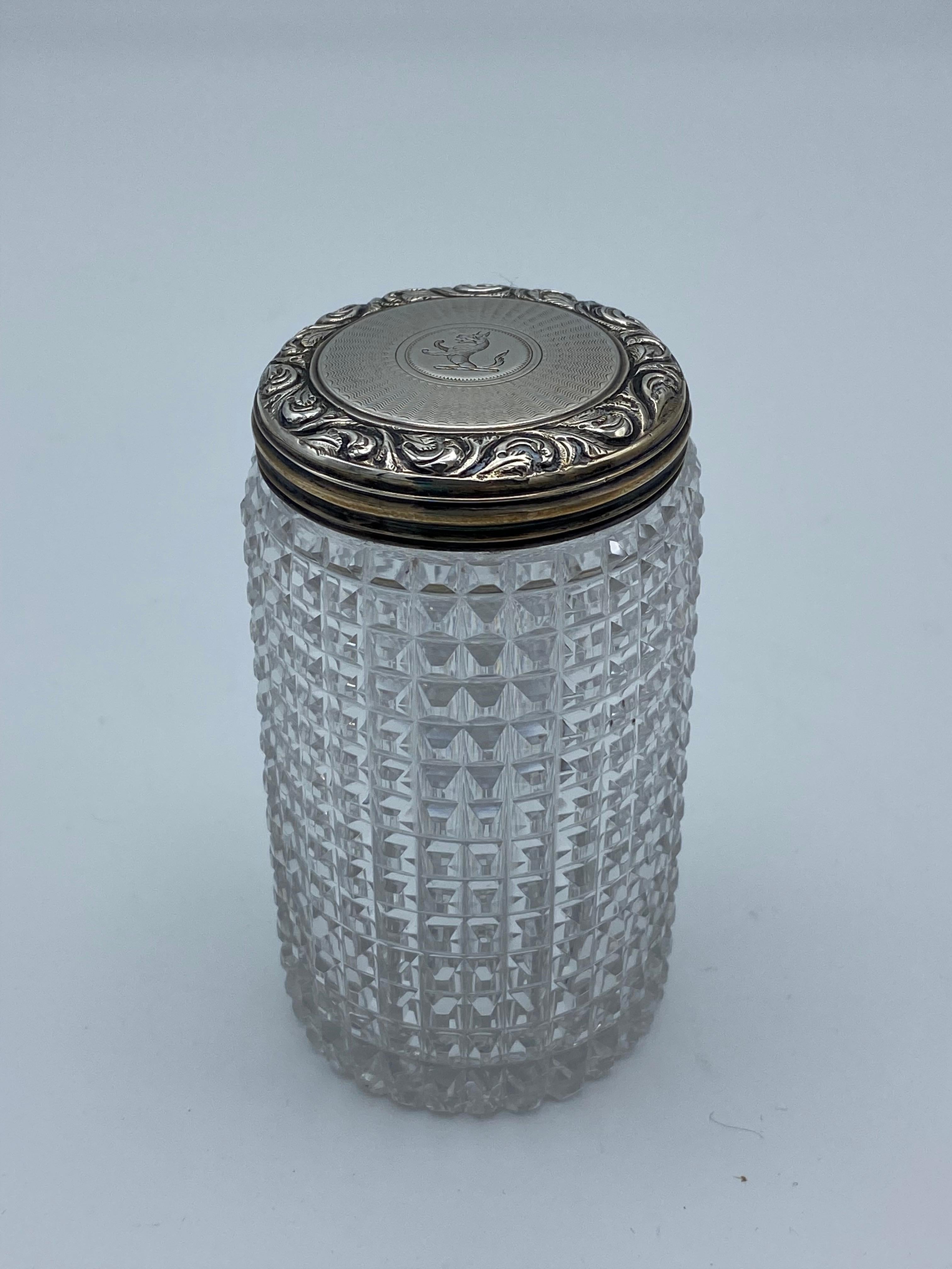 Art Deco Tiffany & Co Sterling Silver and Crystal Vanity Set In Good Condition For Sale In Beverly Hills, CA