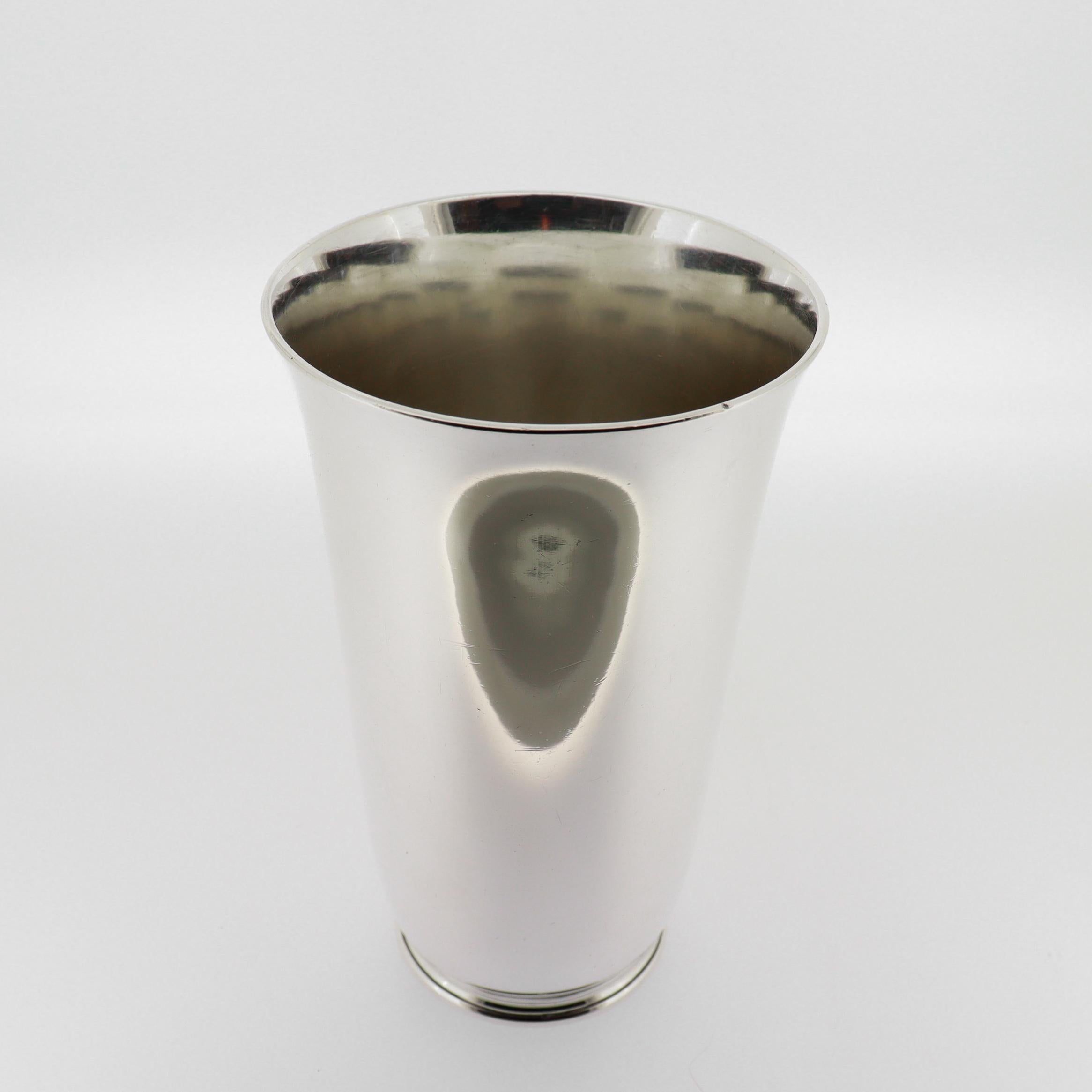 Art Deco Tiffany & Co. Sterling Silver High Ball Cocktail Cup In Good Condition For Sale In Philadelphia, PA