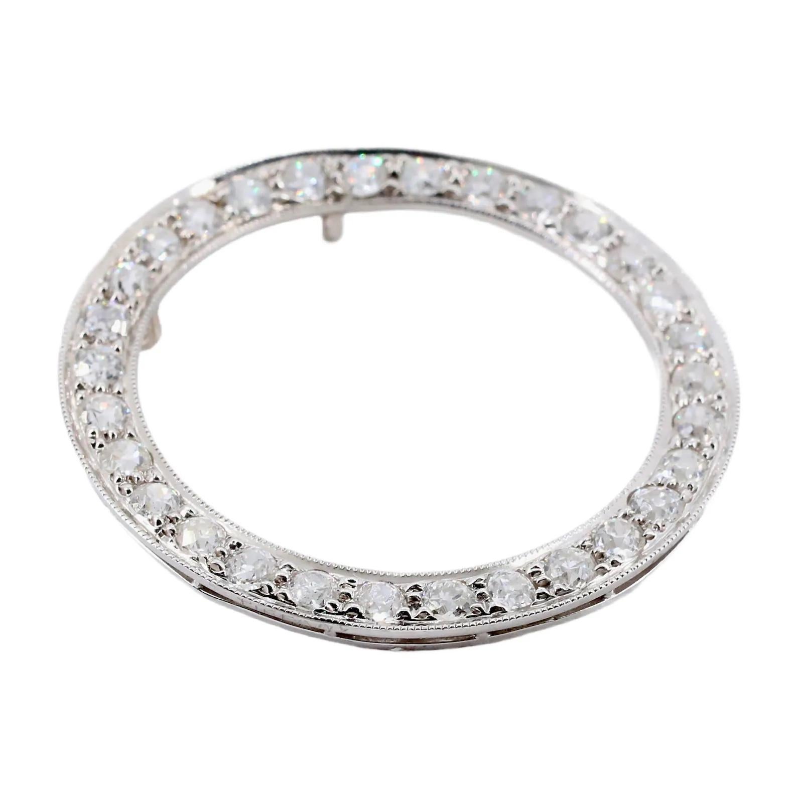 Tiffany & Company Pendentif cercle Art déco en diamant taille européenne dans sa boîte d'origine C Bon état - En vente à Boston, MA