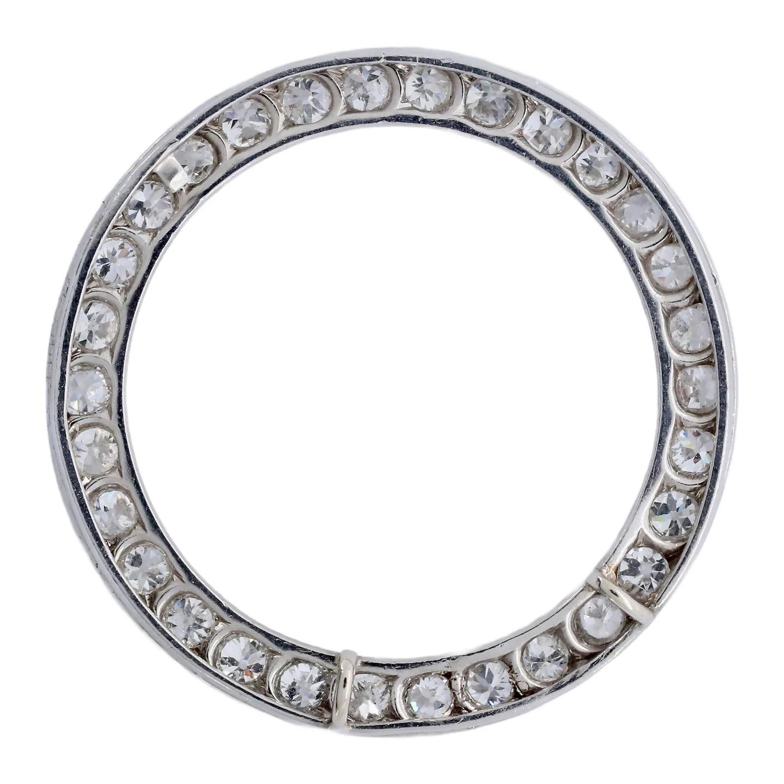 Art Deco Tiffany & Company European Cut Diamond Circle Pendant in Original Box C For Sale 1