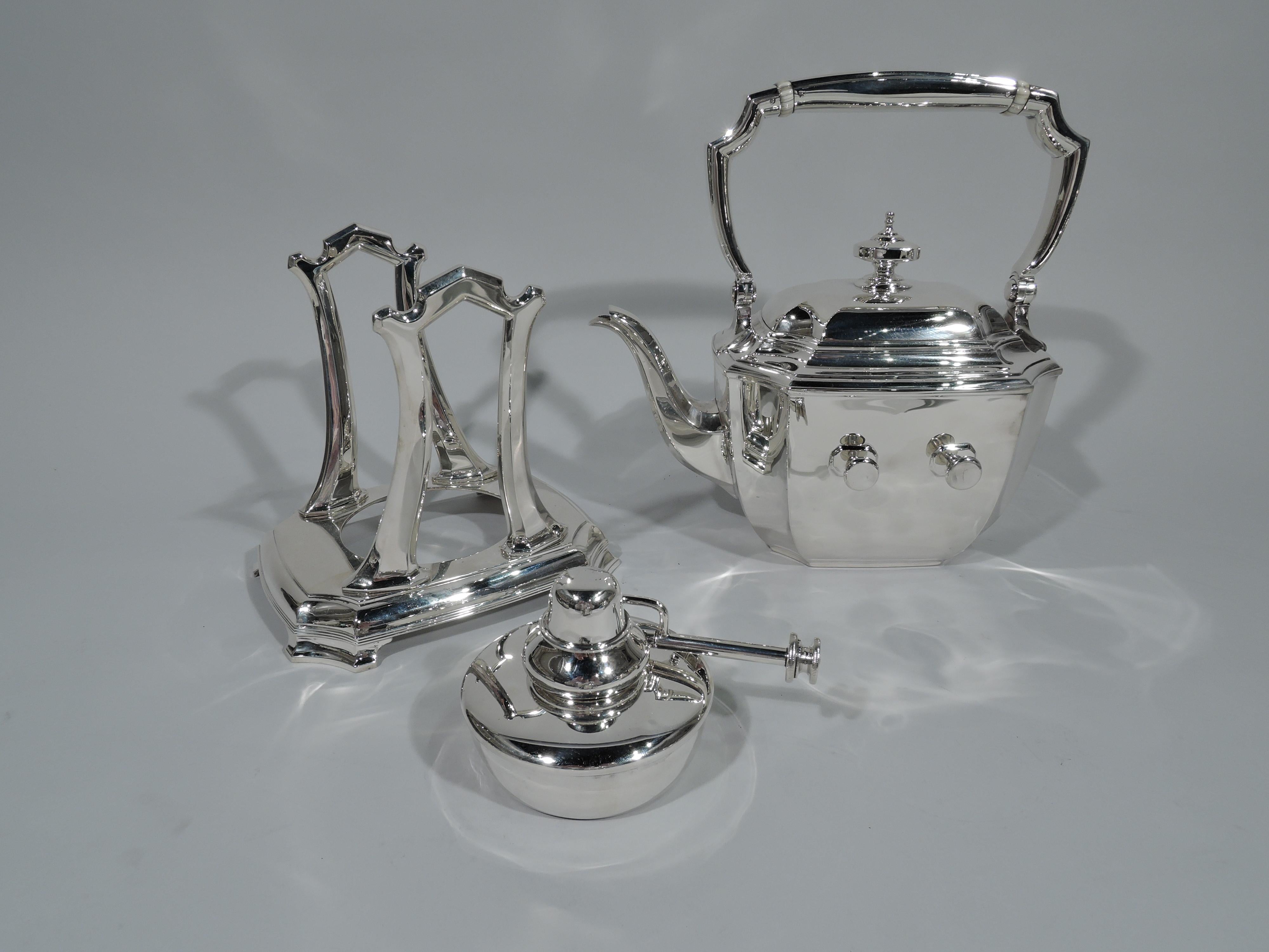 American Art Deco Tiffany Hampton Sterling Silver Coffee and Tea Set on Tray