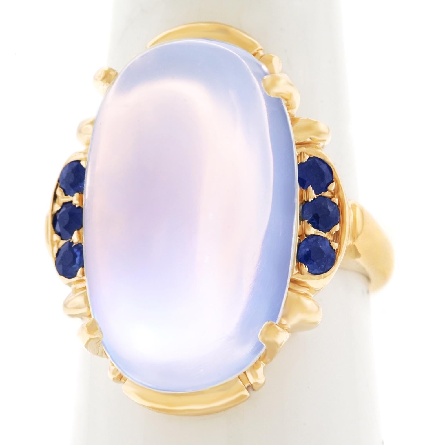 Art Deco Tiffany & Co. Moonstone and Sapphire-Set Gold Ring 1