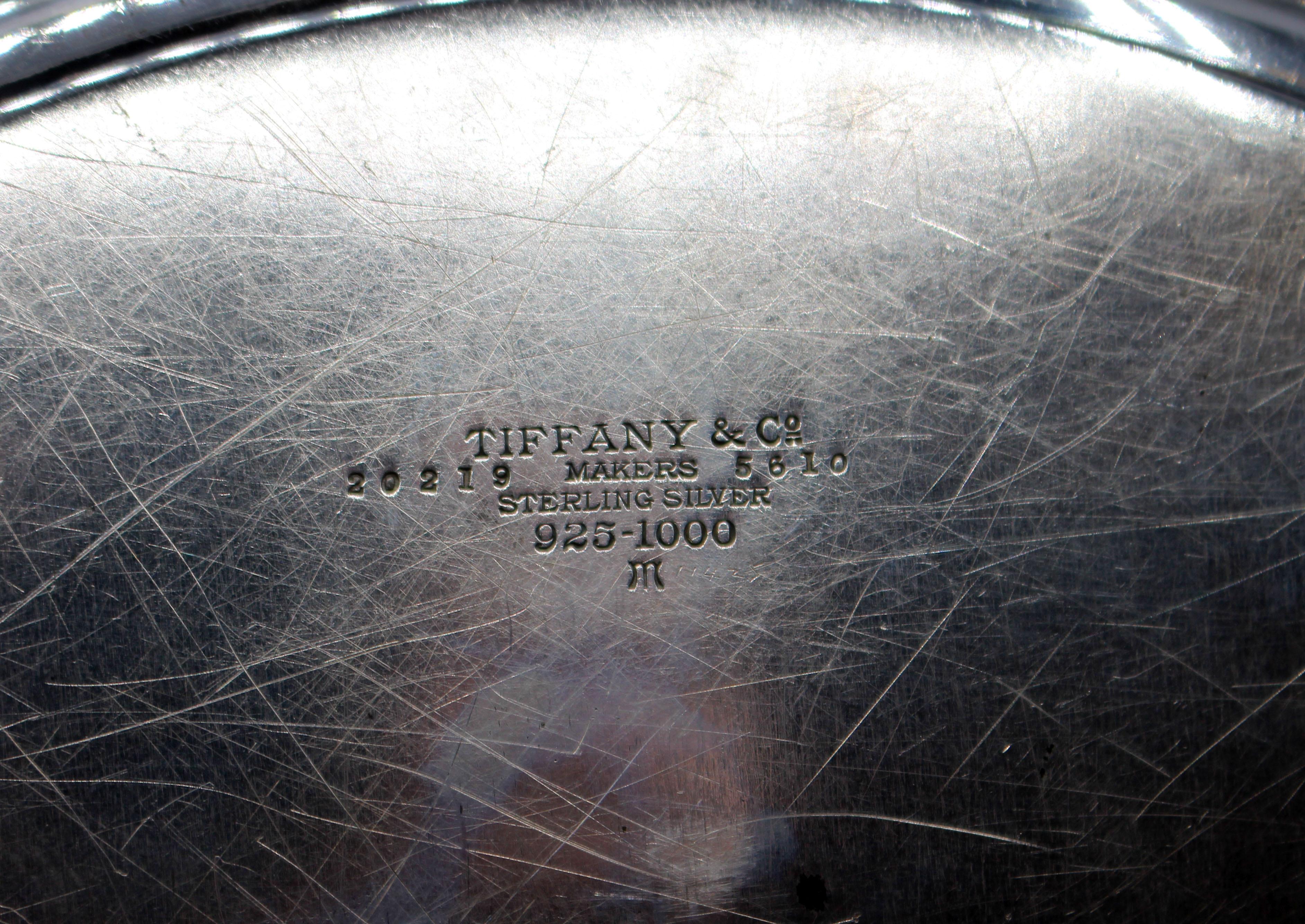 Art Deco Tiffany Sterling Silver Salver In Good Condition In Chapel Hill, NC