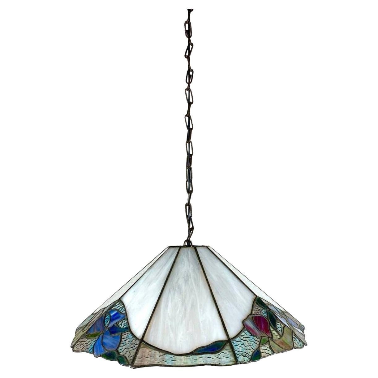 Art Deco Tiffany Style Chandelier, 1980s For Sale