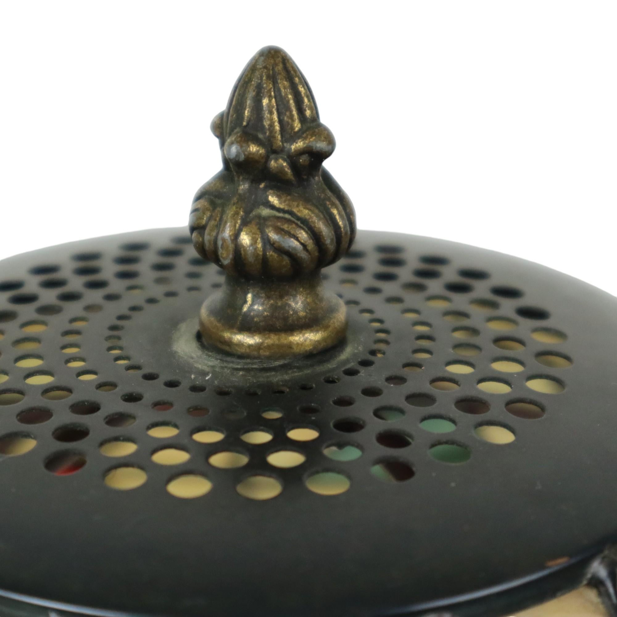 Metal Art Deco Tiffany Style Table Lamp with Organic Base from the 1970s For Sale