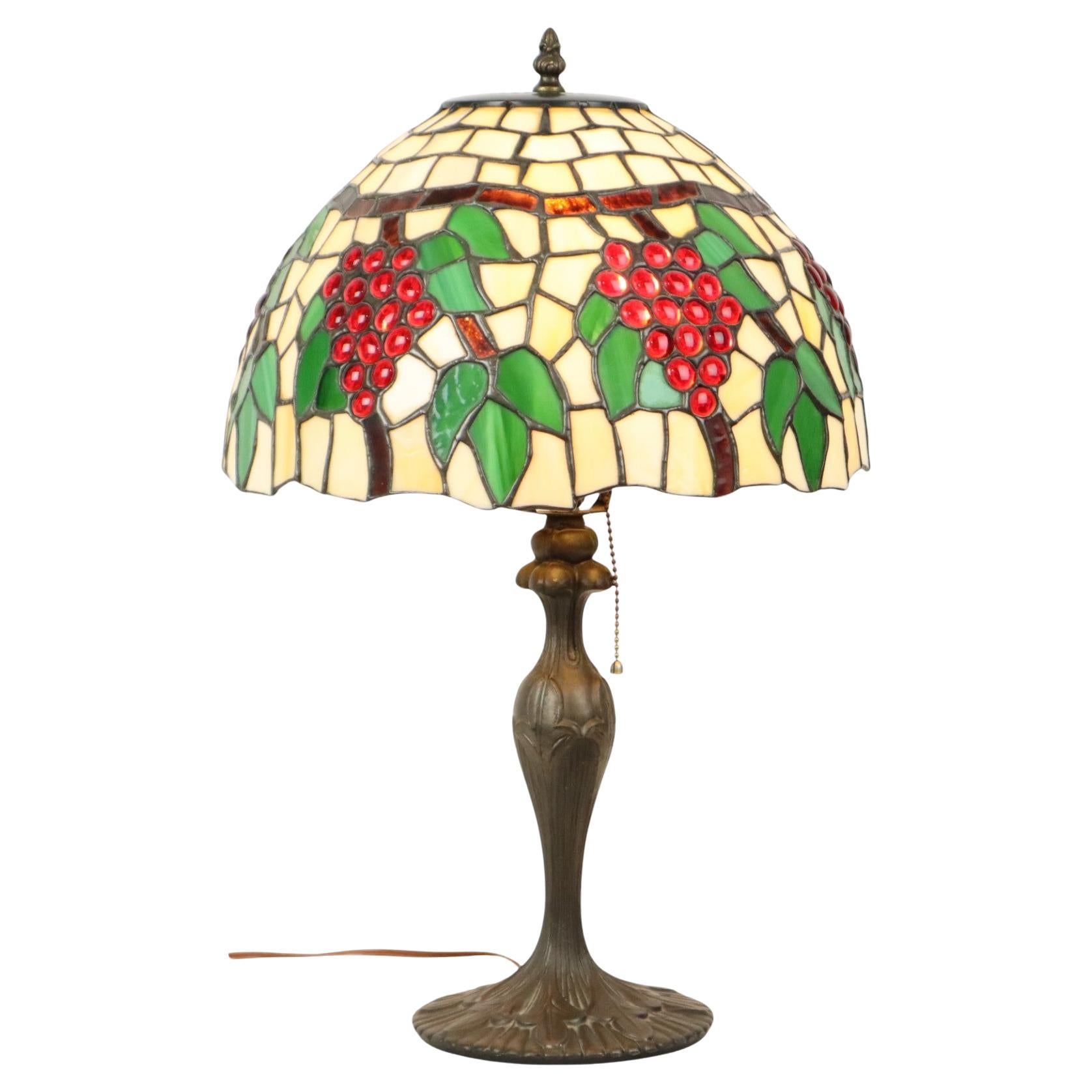 Art Deco Tiffany Style Table Lamp with Organic Base from the 1970s For Sale