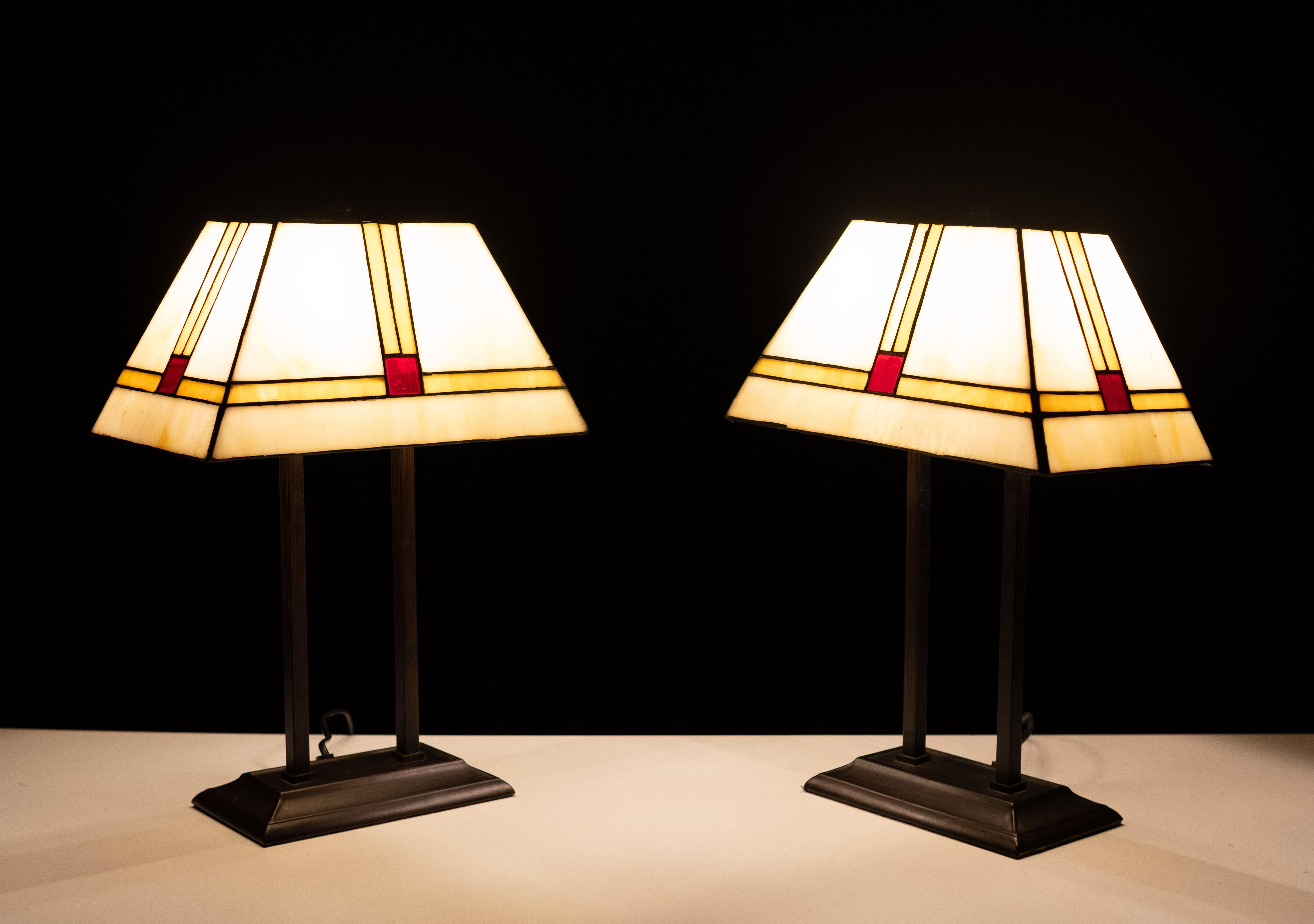 Lampade da tavolo Tiffany Art Deco  Olanda anni '80 in vendita 4