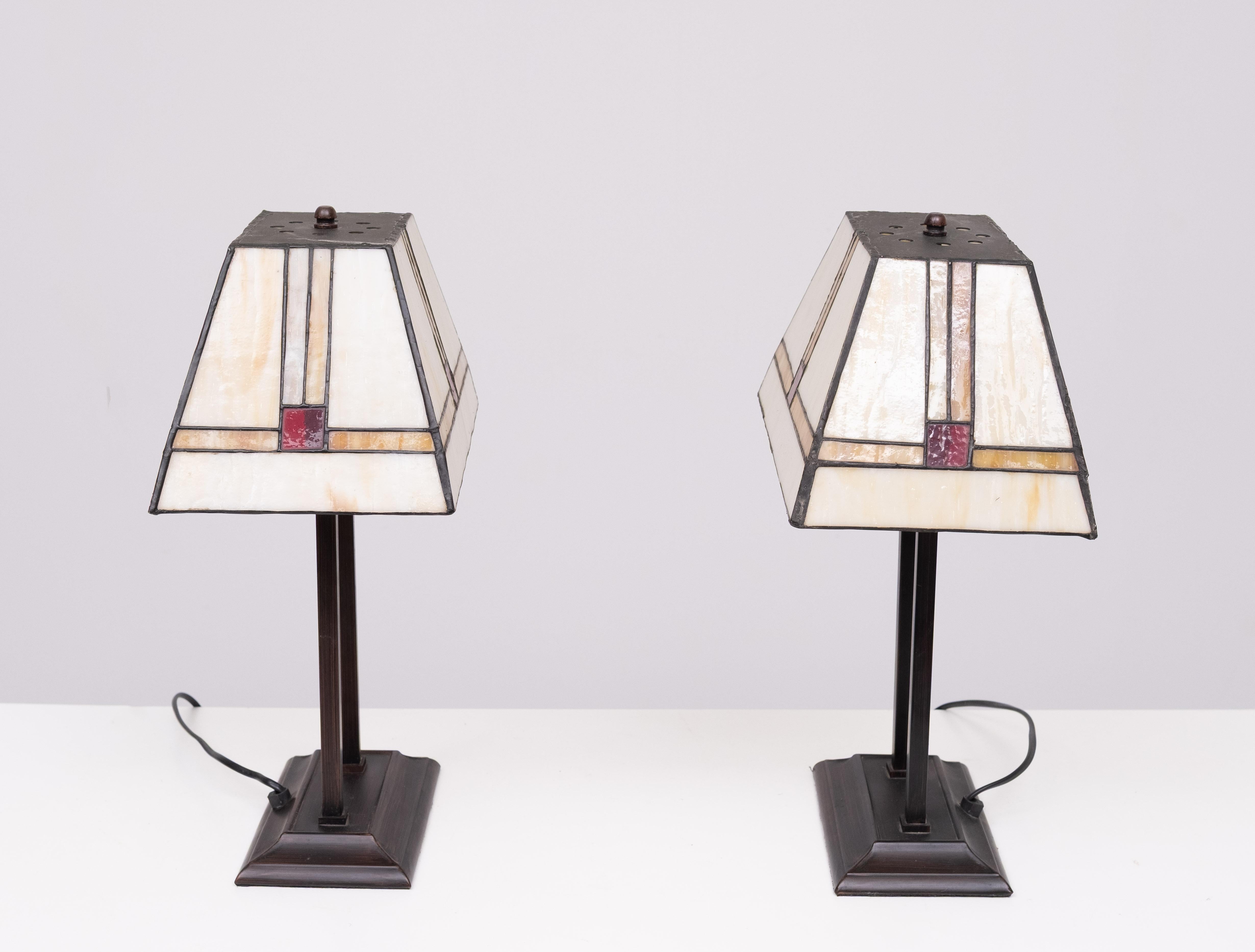 Olandese Lampade da tavolo Tiffany Art Deco  Olanda anni '80 in vendita