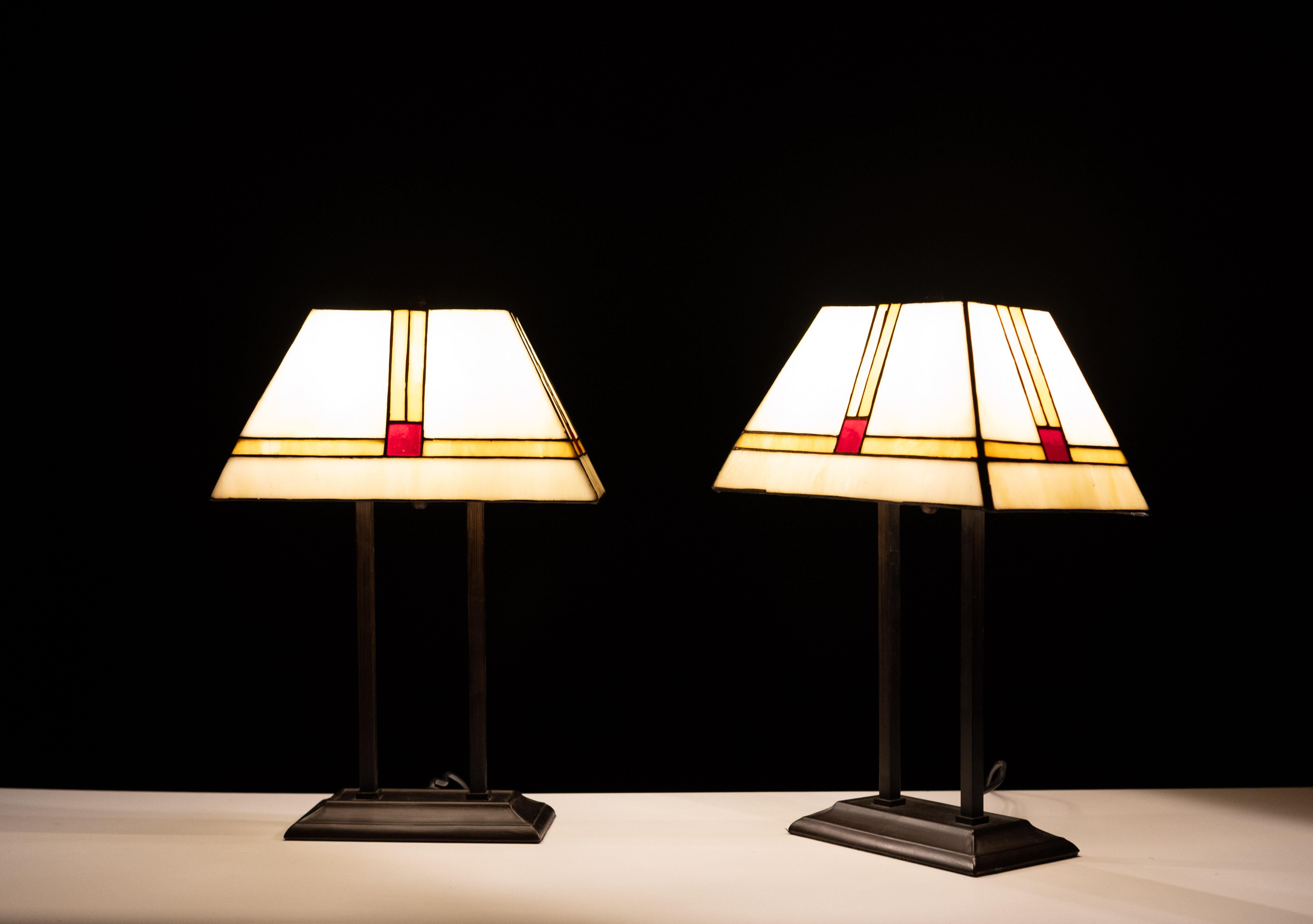 Lampade da tavolo Tiffany Art Deco  Olanda anni '80 in vendita 1