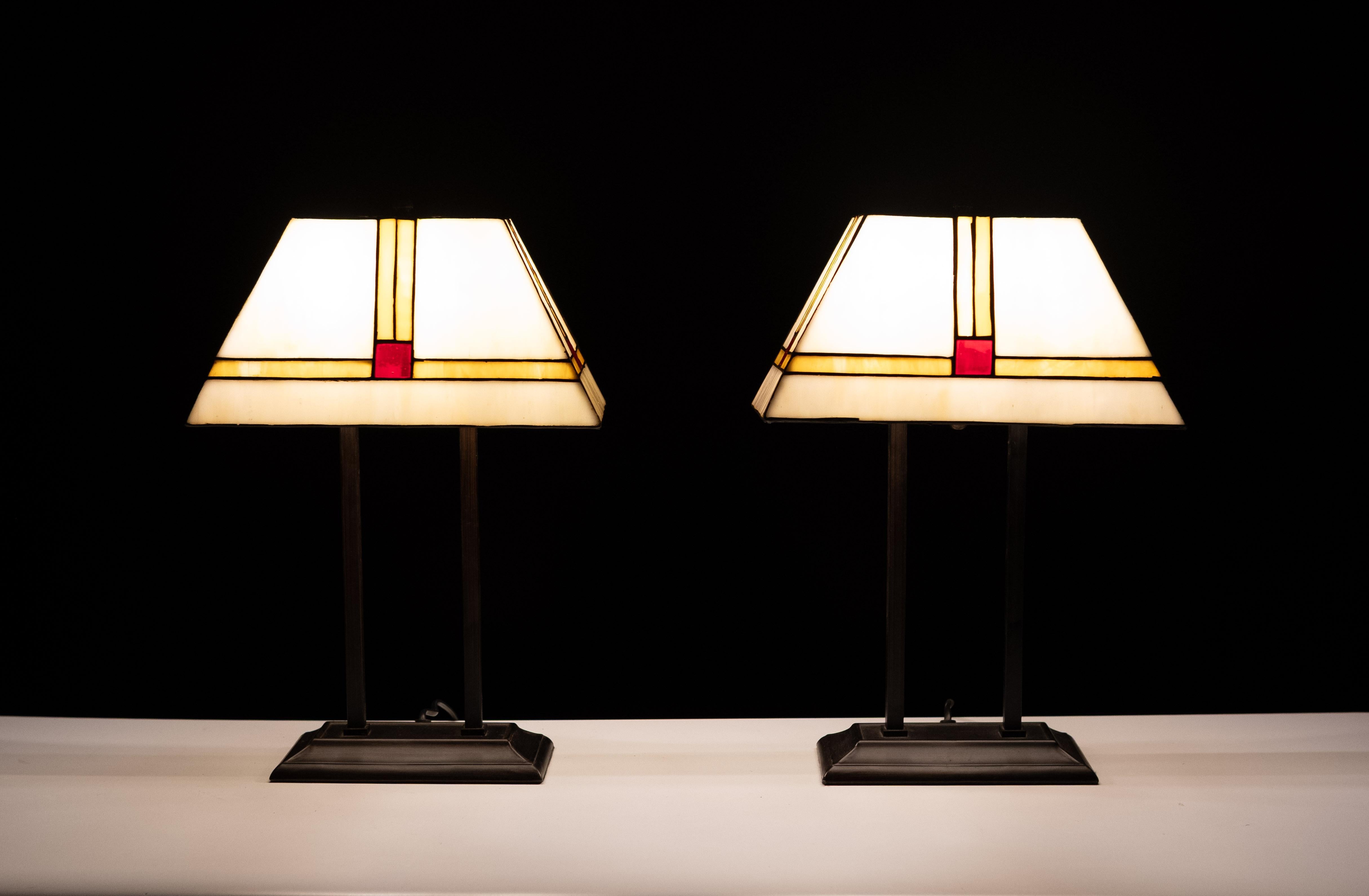 Lampade da tavolo Tiffany Art Deco  Olanda anni '80 in vendita 2