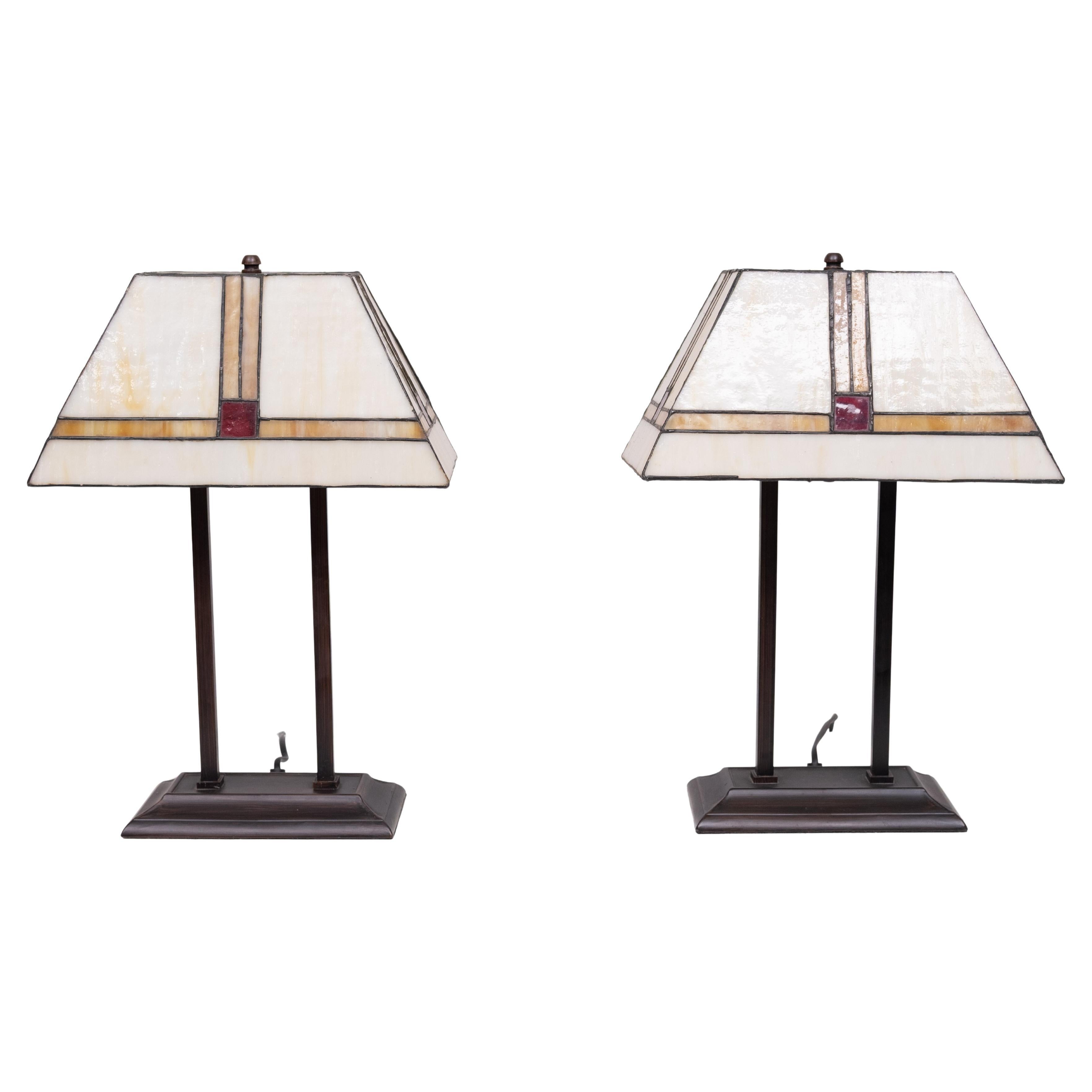 Lampade da tavolo Tiffany Art Deco  Olanda anni '80 in vendita