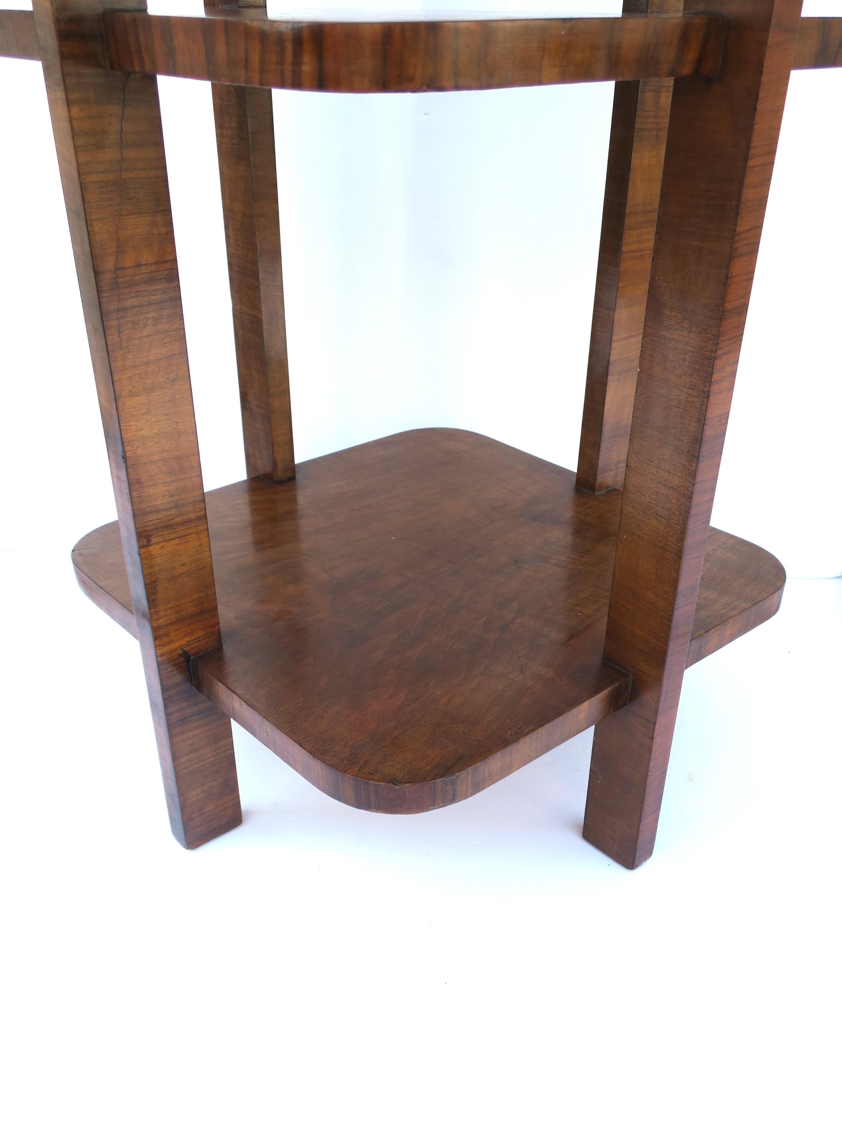 Art Deco Tiger Maple Wood Drink Side End Table with Shelves 9
