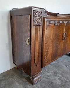 Art Deco Tiger Oak Buffet Liquor Cabinet, 1930s