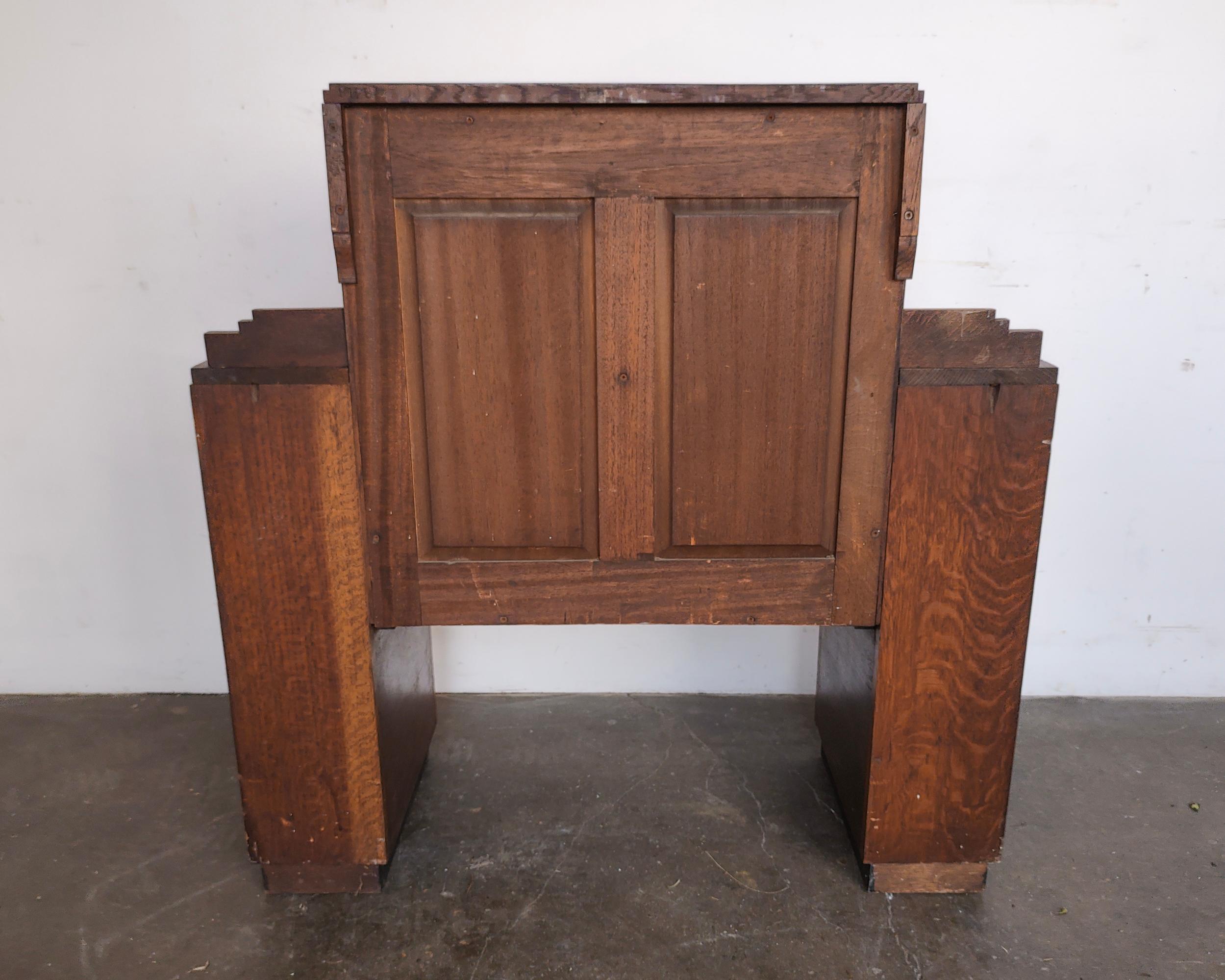 Art Deco Tiger Oak Wood Bureau Bookcase Secretary Desk, 1920s 4