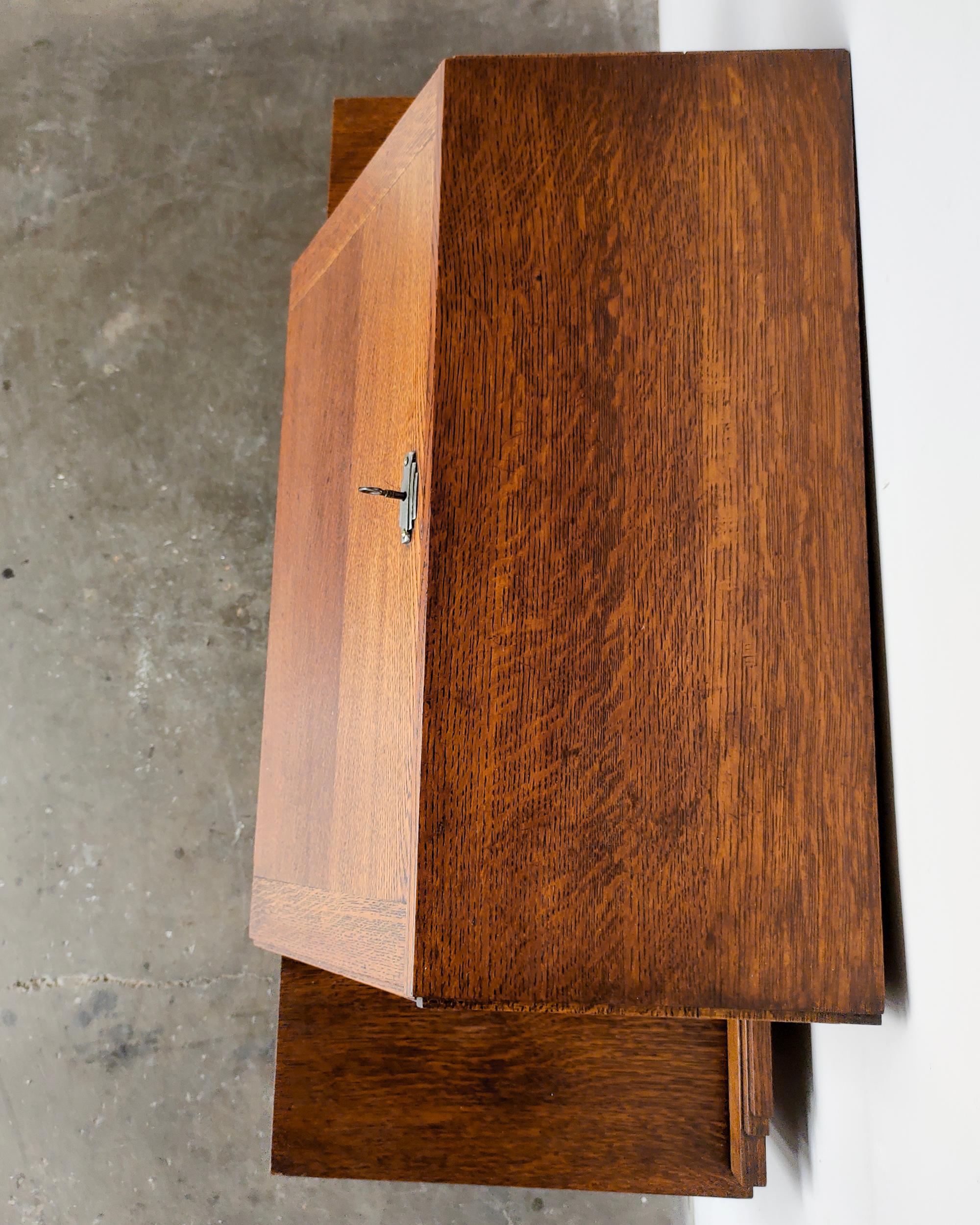 Unknown Art Deco Tiger Oak Wood Bureau Bookcase Secretary Desk, 1920s