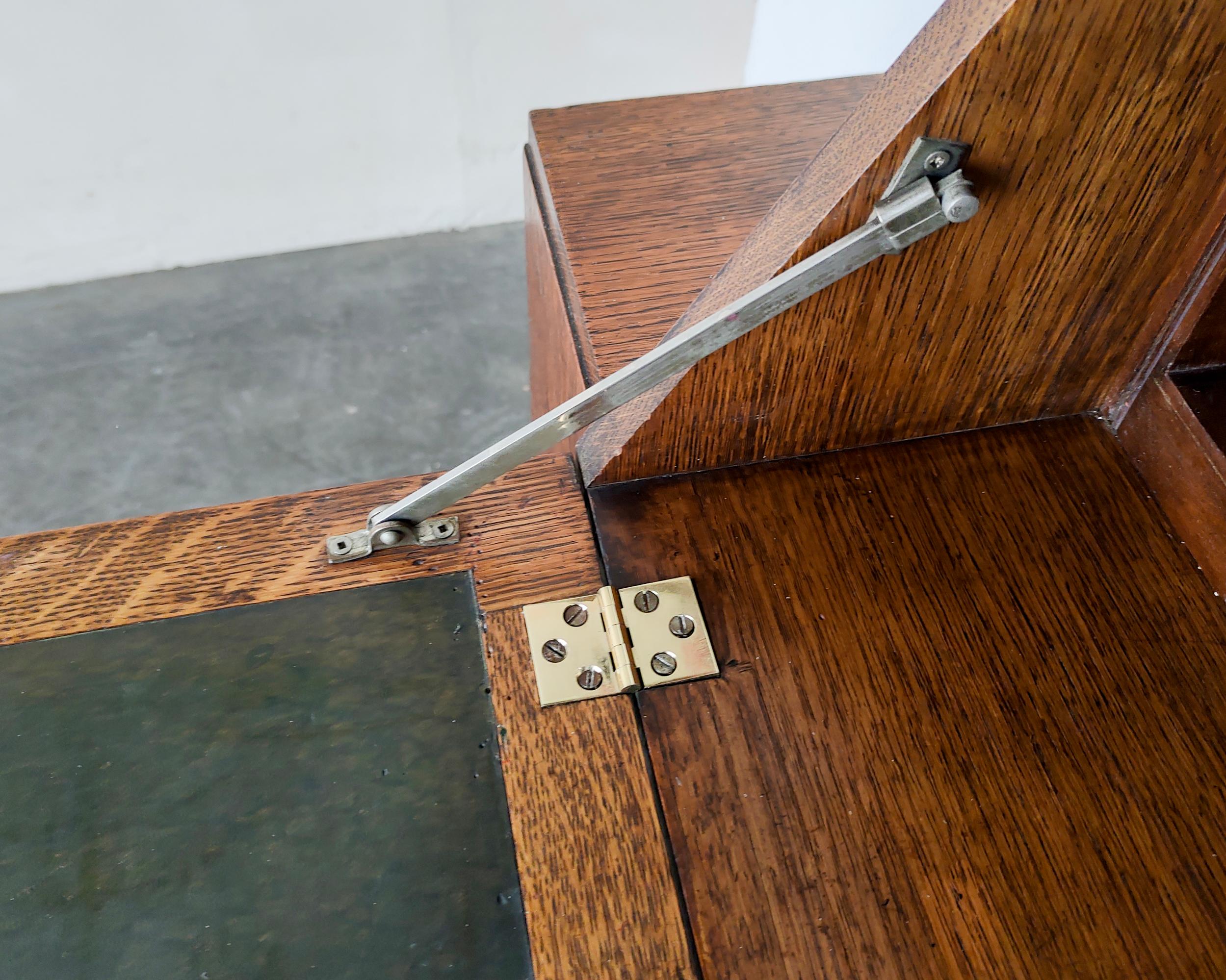 Art Deco Tiger Oak Wood Bureau Bookcase Secretary Desk, 1920s 1