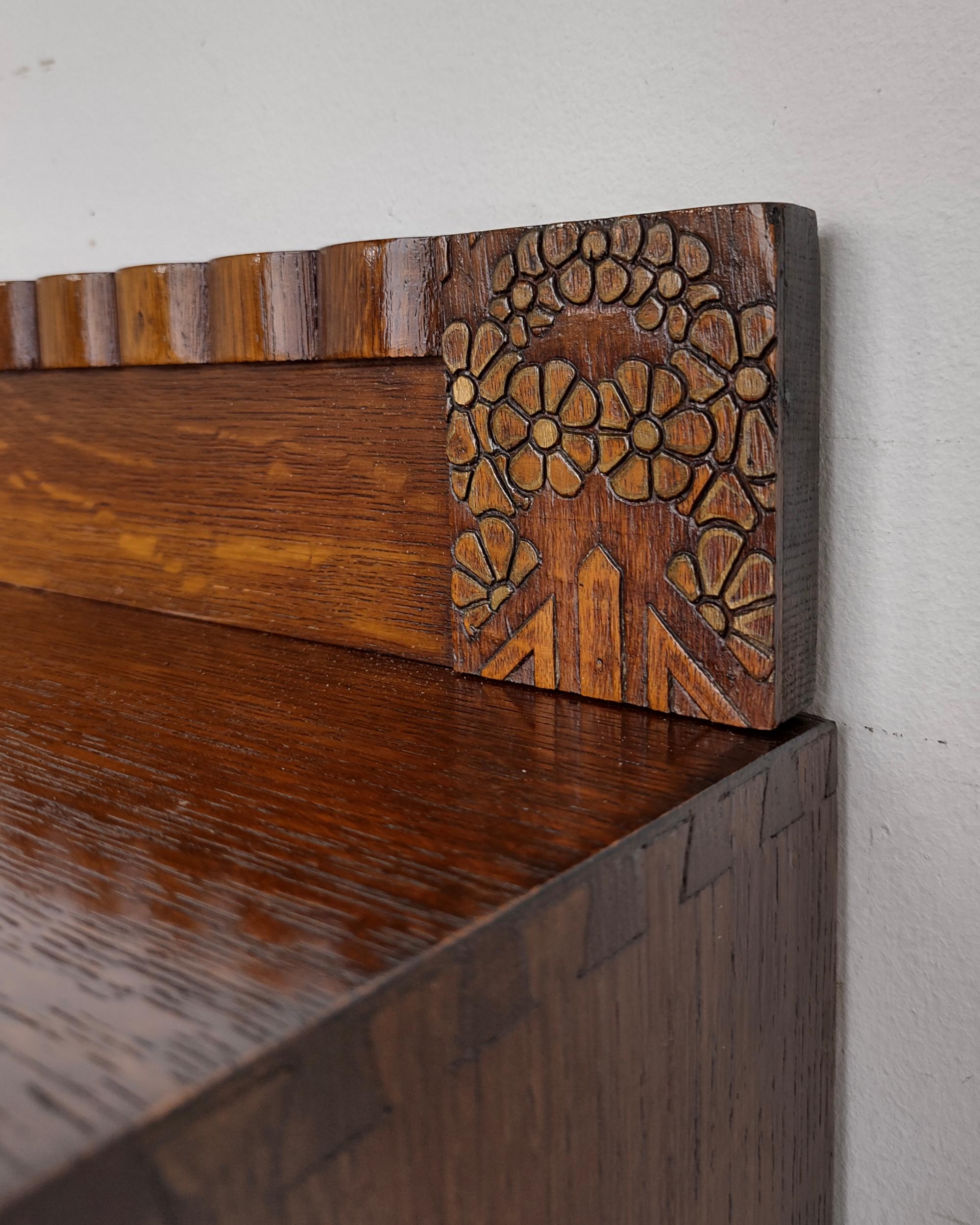 Art Deco Tiger Oak Wood Cabinet Buffet Sideboard Antique, 1930s 3